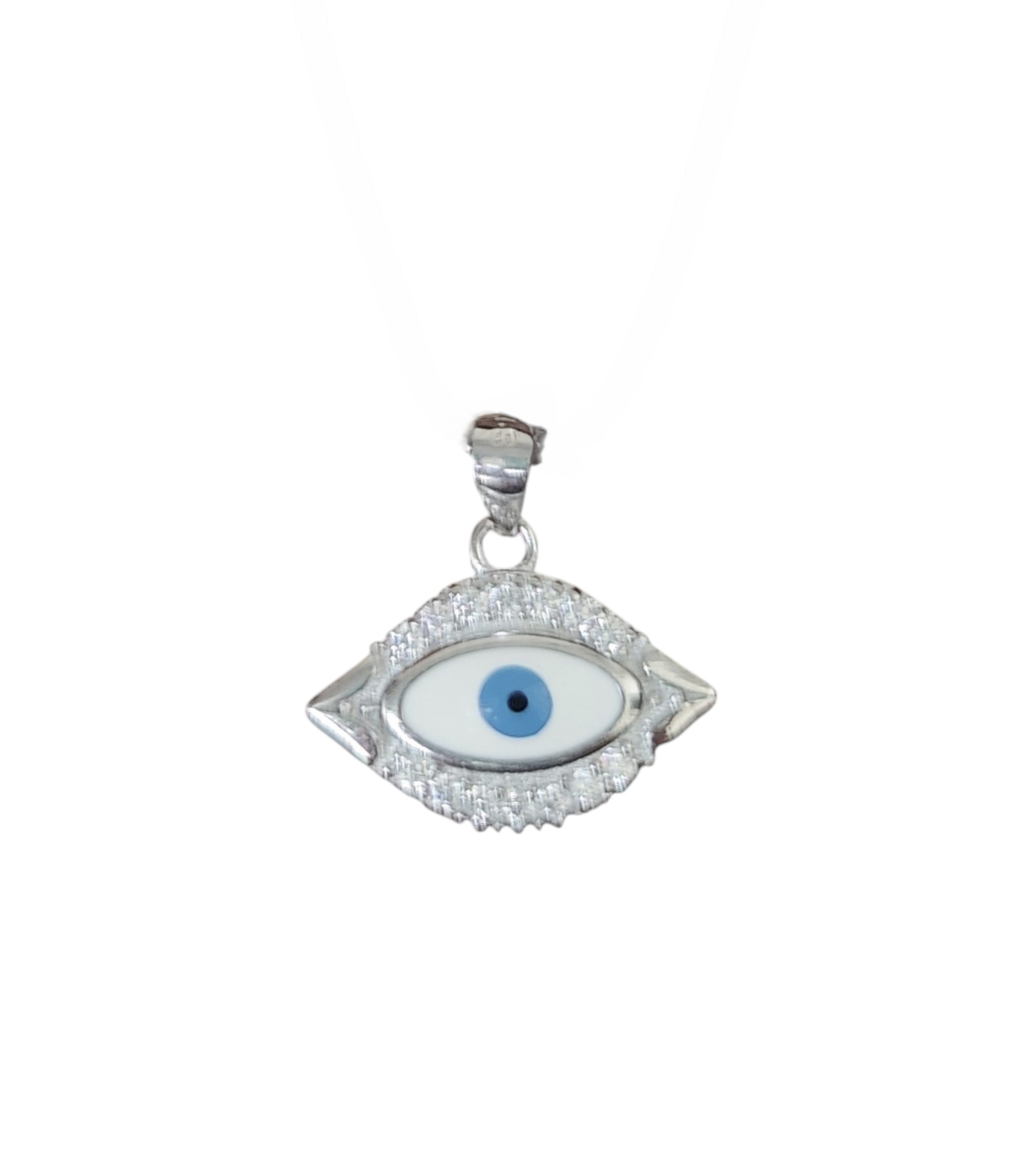 Pure 925 Silver Evil Eye Pendant Necklace with Blue Eye Design Nazar Protection Jewelry for Women & Men