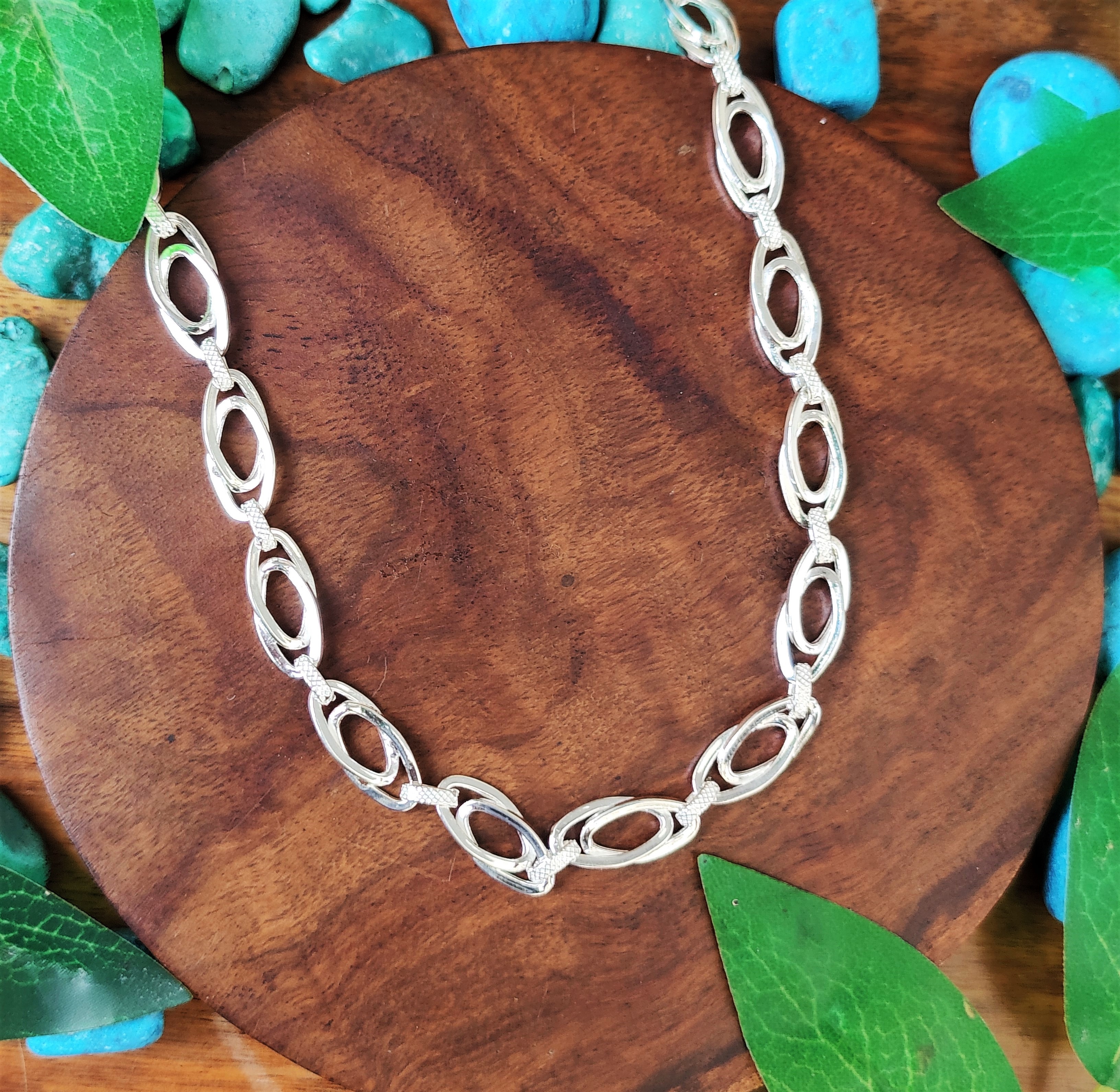 Pure 925 Sterling Silver Chain Necklace, Interlocking Link Design, Silver Chain For Unisex