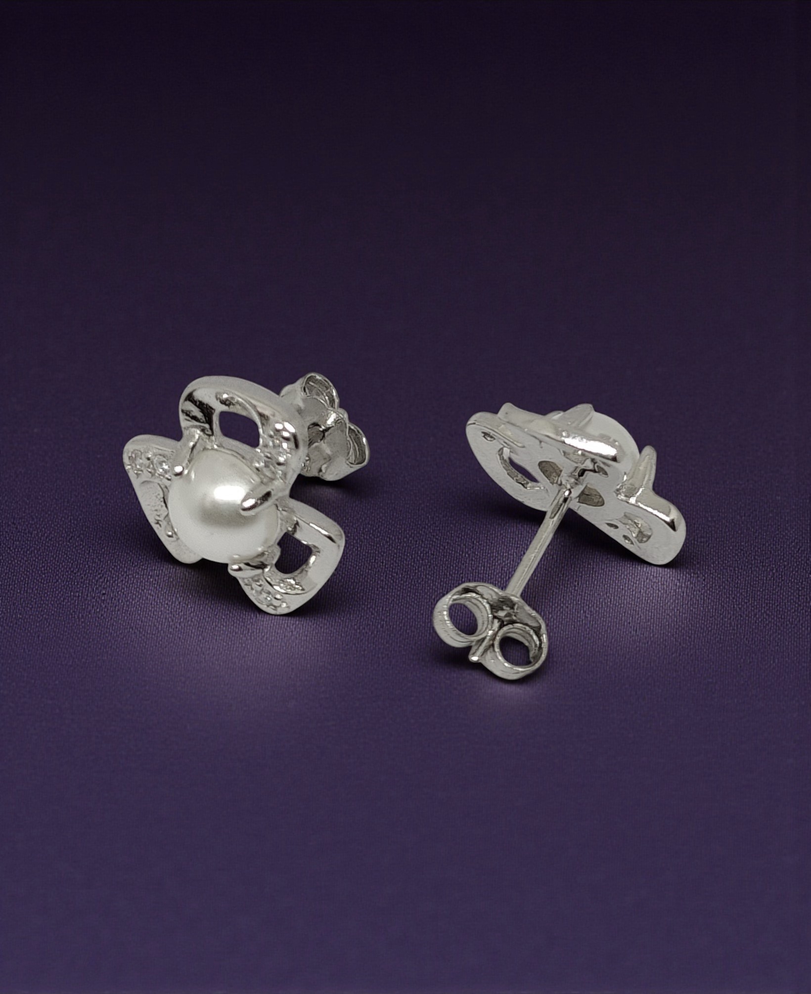   Pure 925 Silver Elegant Pearl Flower Jewelry Set Necklace and Earrings Jewelry Set For Women,Girls (Set of 1)