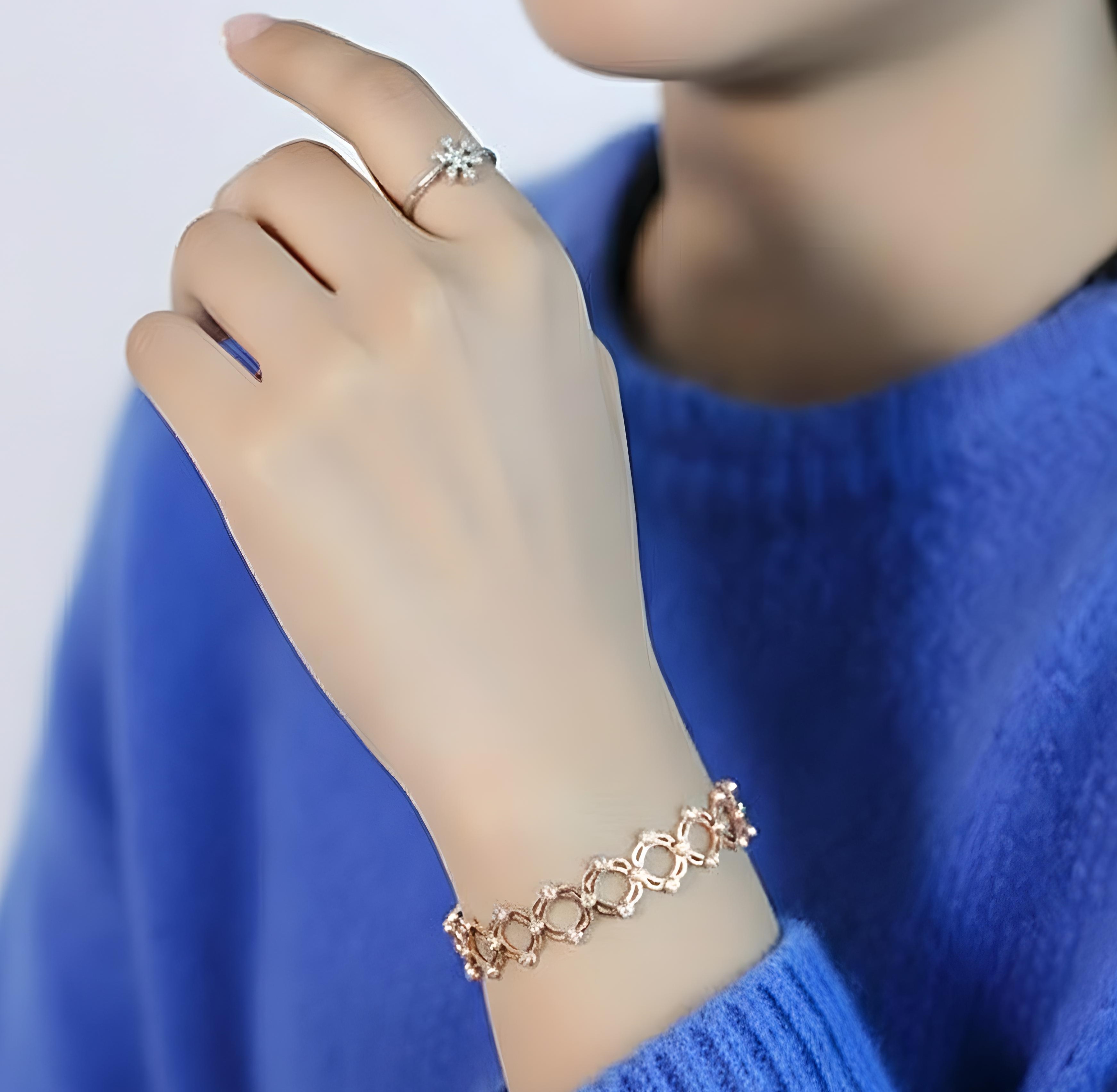 Pure 925 Sterling Silver Rose Gold 2 in 1 Bracelet: Ring and wrist Style Change Bracelets Engagement Ring Dual-use Bracelet For Women,Girls (Pack of 1)