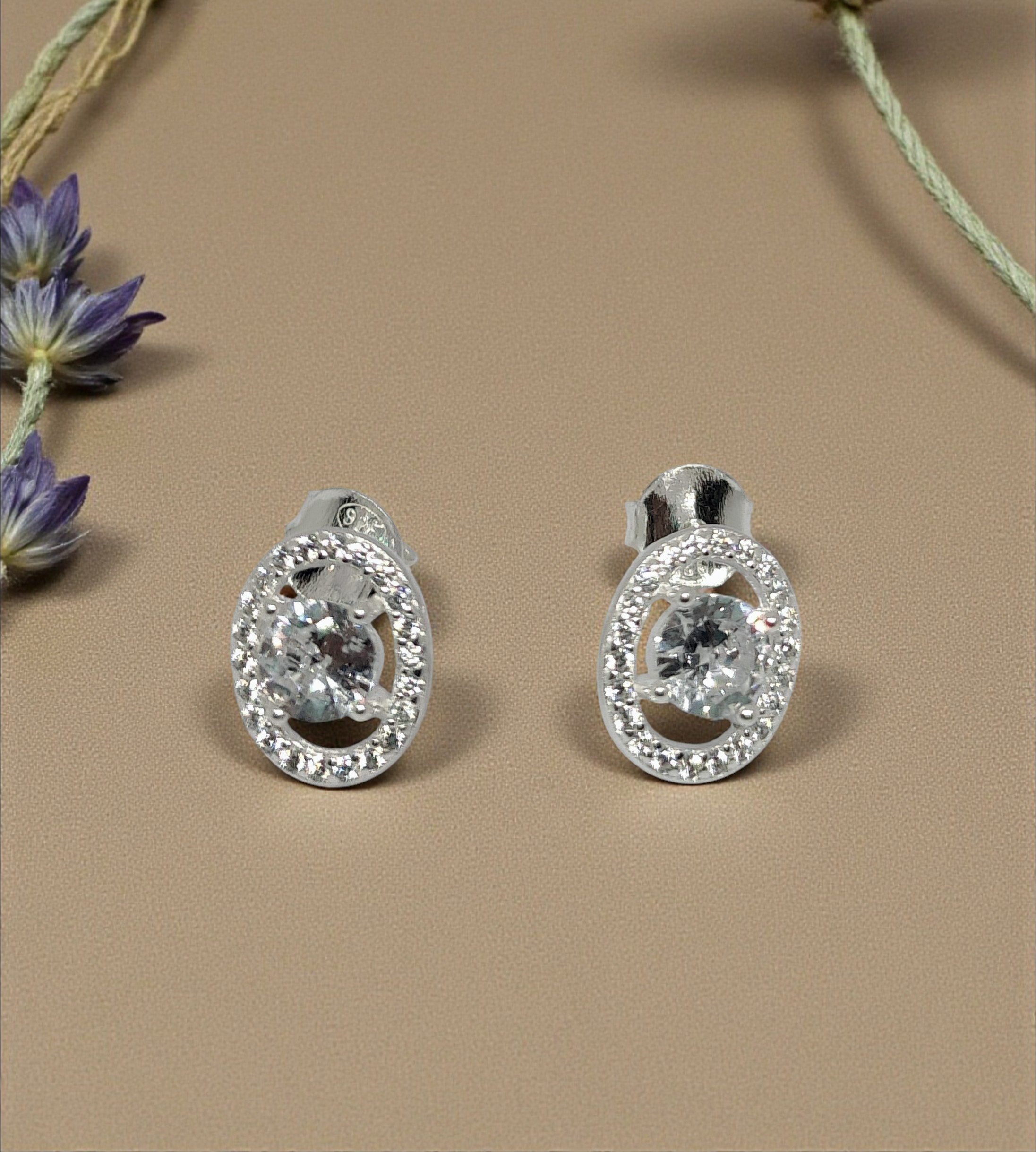   Pure 925 Sterling Silver Crystal Pendant & Earrings Set - Sparkling CZ Pendant Necklace & Stud Earrings for Women,Girls