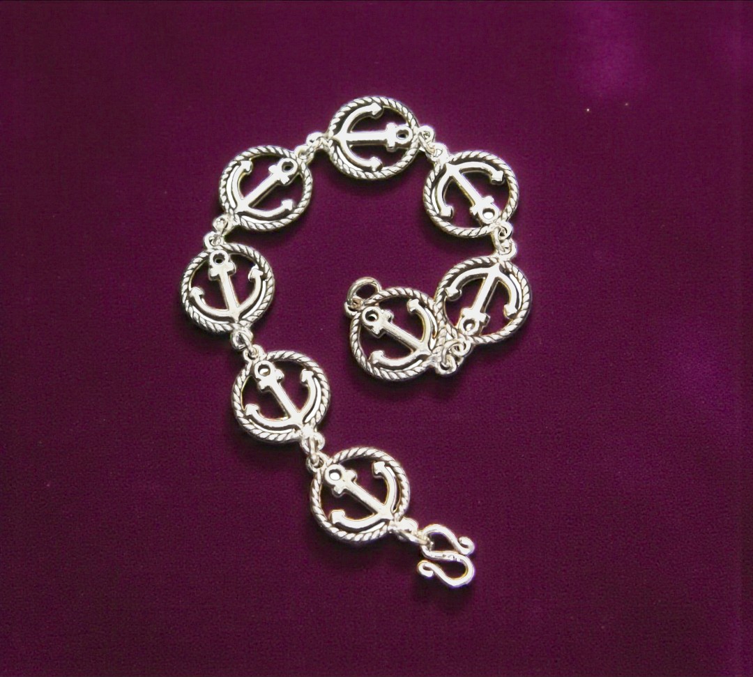 Pure 925 Sterling Silver Anchor Bracelet with Rope Design, Nautical Theme Jewelry For Unisex (Pack of 1)