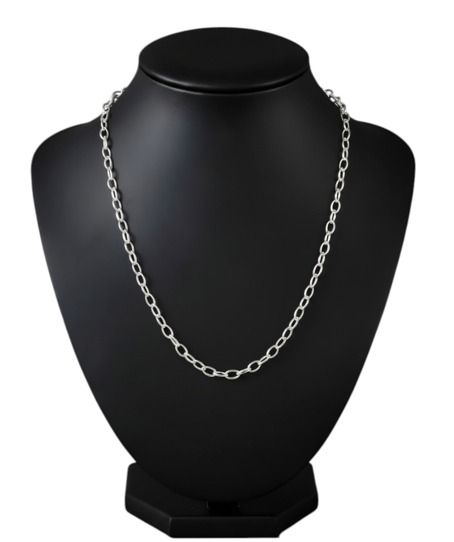Pure 925 Sterling Silver Chain Necklace, Interlocking Link Design, Silver Chain For Unisex