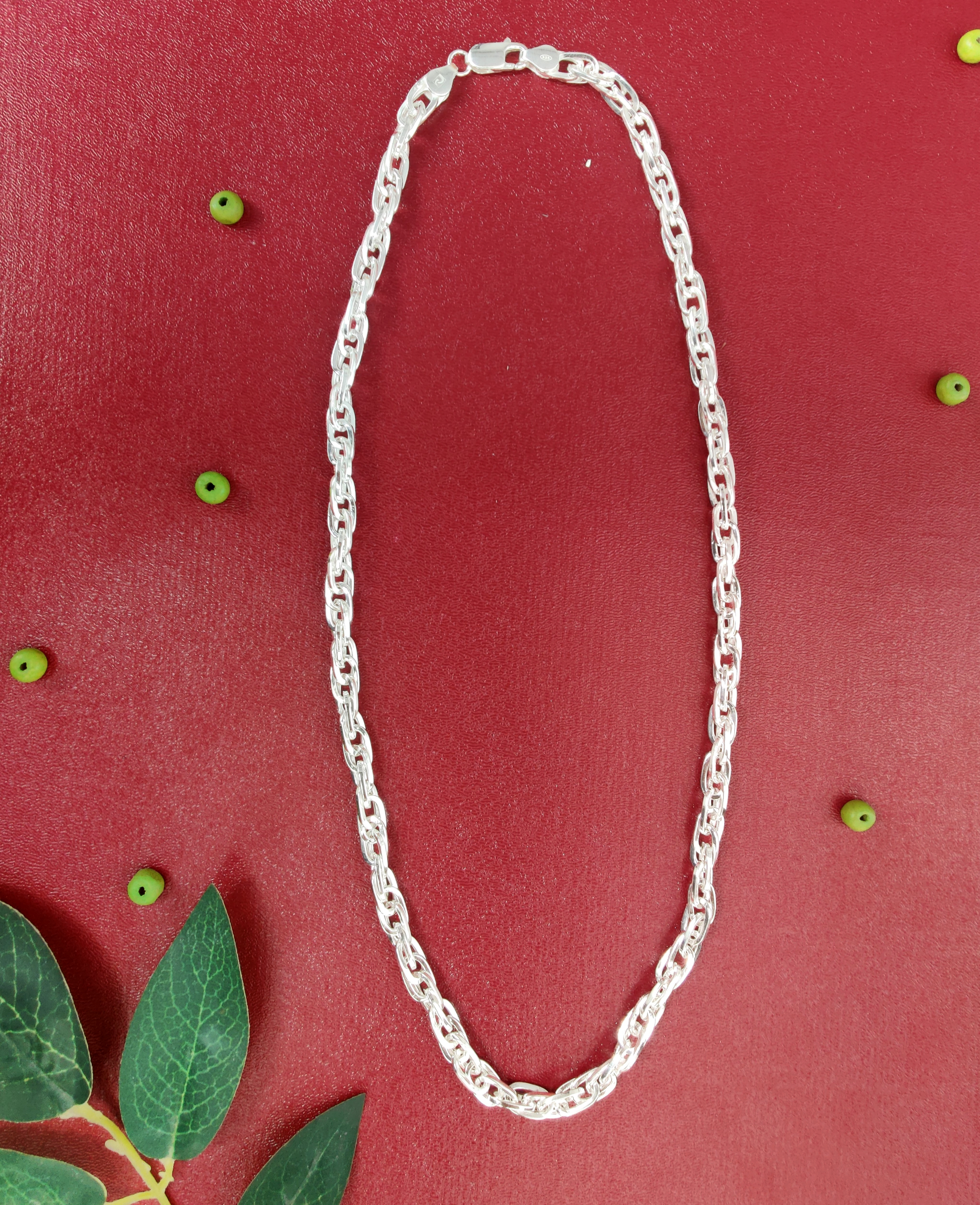 Pure 925 Sterling Silver Chain Necklace, Interlocking Link Design, Silver Chain For Unisex For Women,Girl