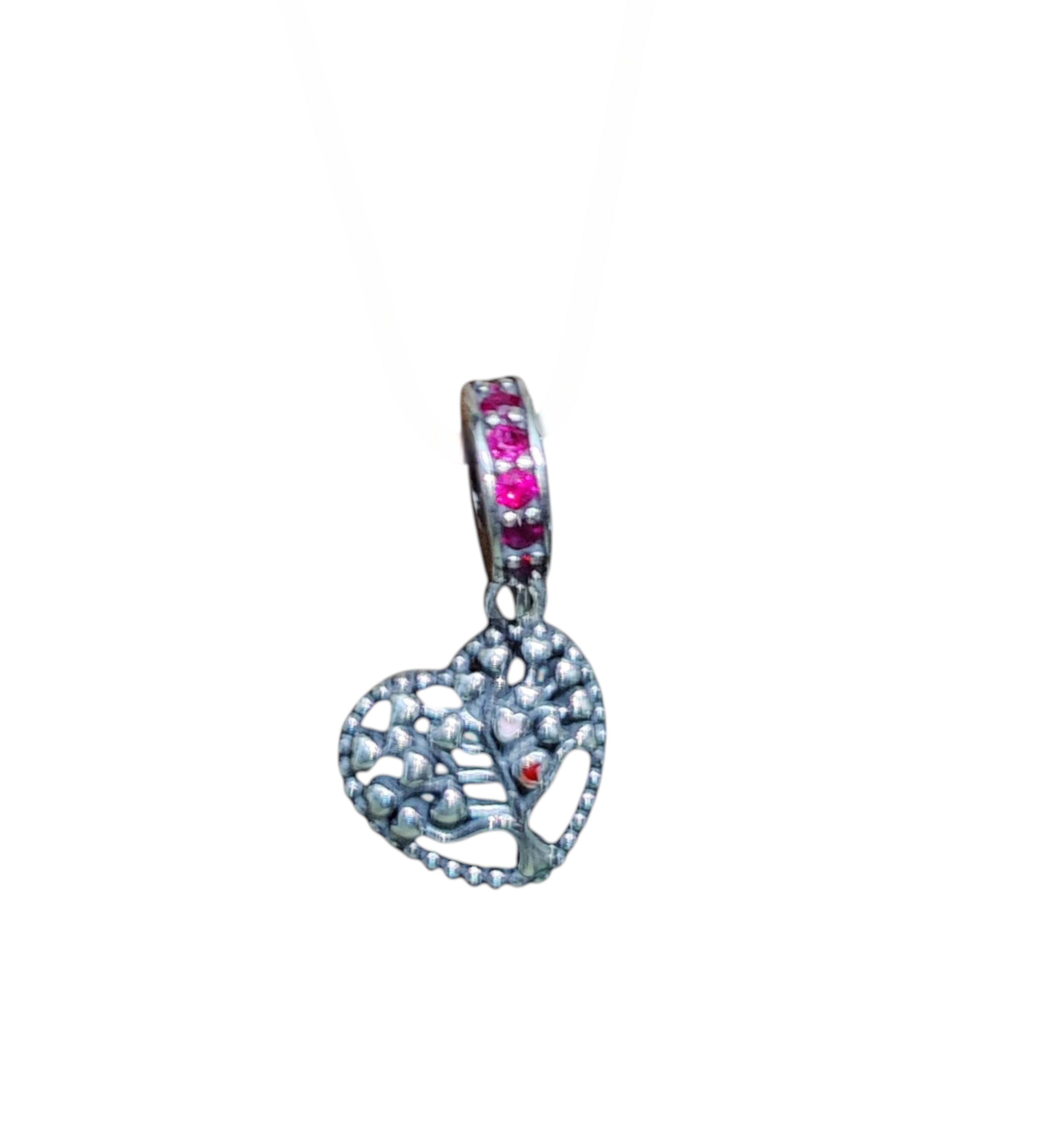 Pure 925 sterling silver Oxidized heart-shaped pendant Necklace Pink Stones (Pack of 1)