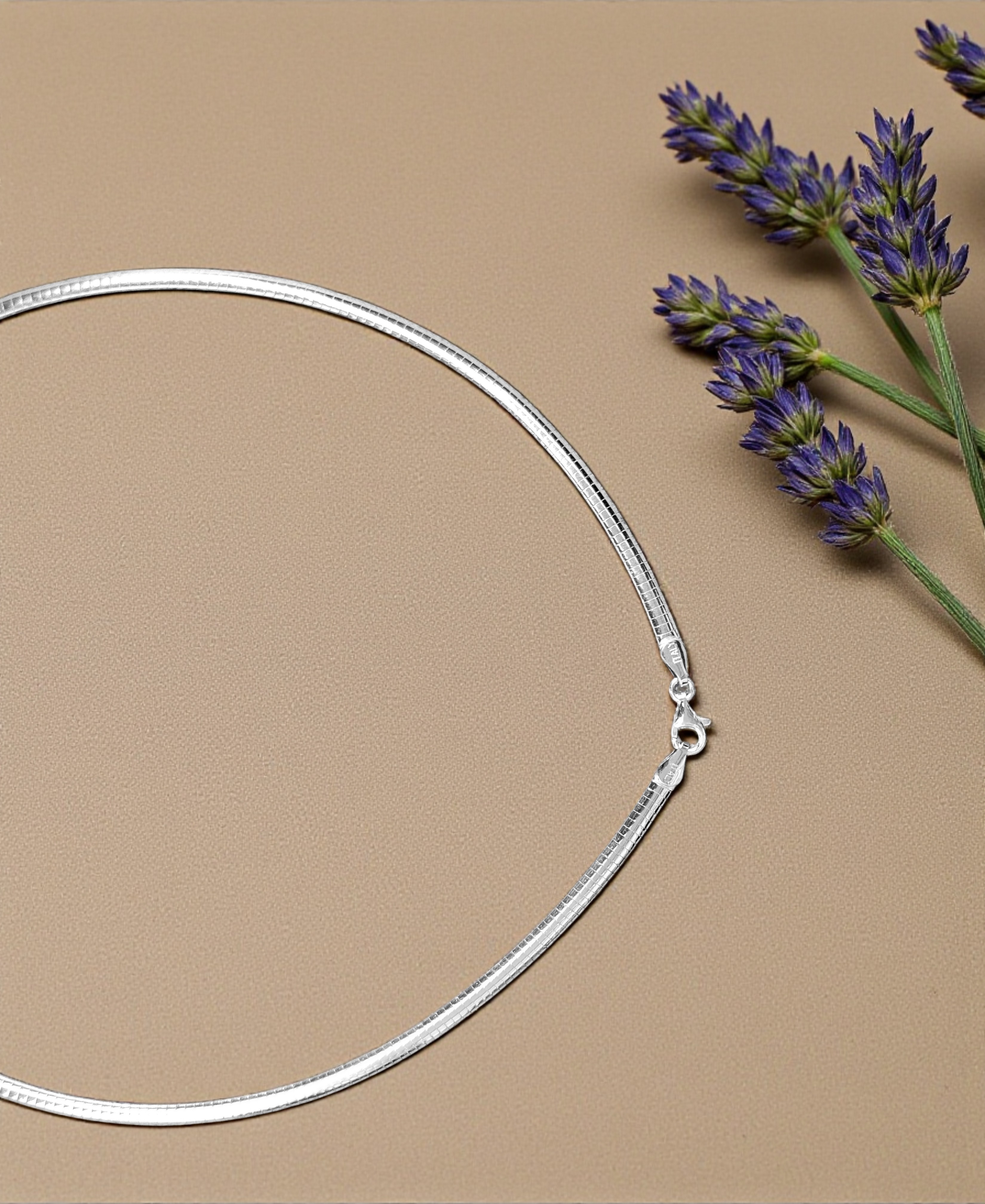 Pure 925 Sterling Silver Herringbone Choker Necklace for Women,Girl