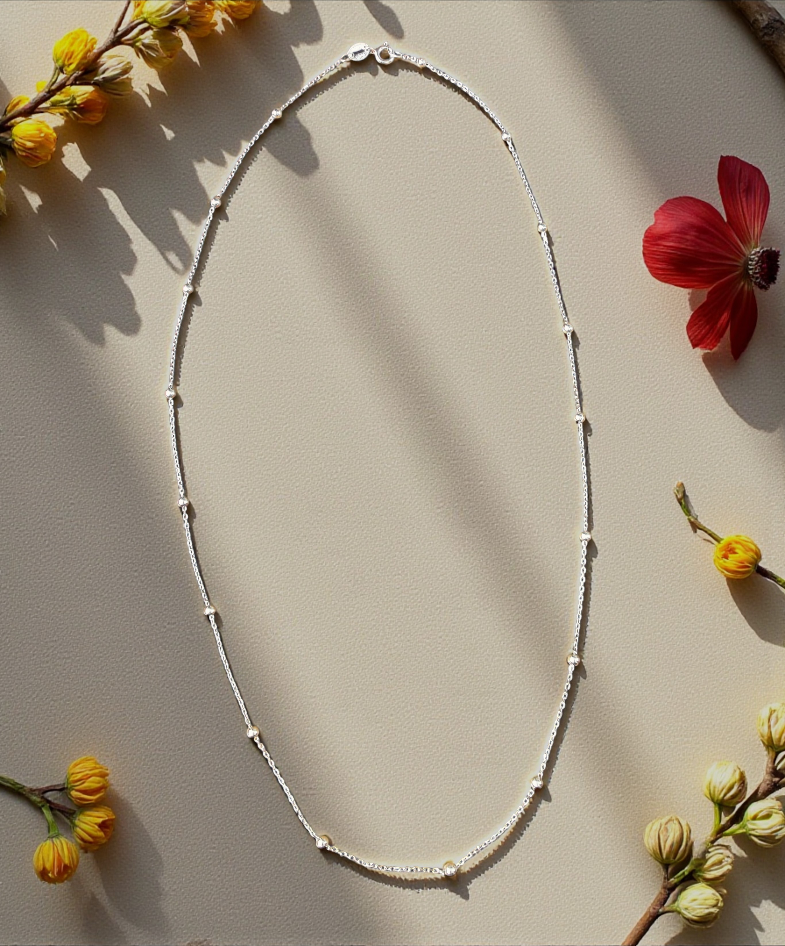 Pure 925 Silver Minimalist Silver Bead Chain Necklace Gift for Girlfriend Wife Women & Girls,Mens