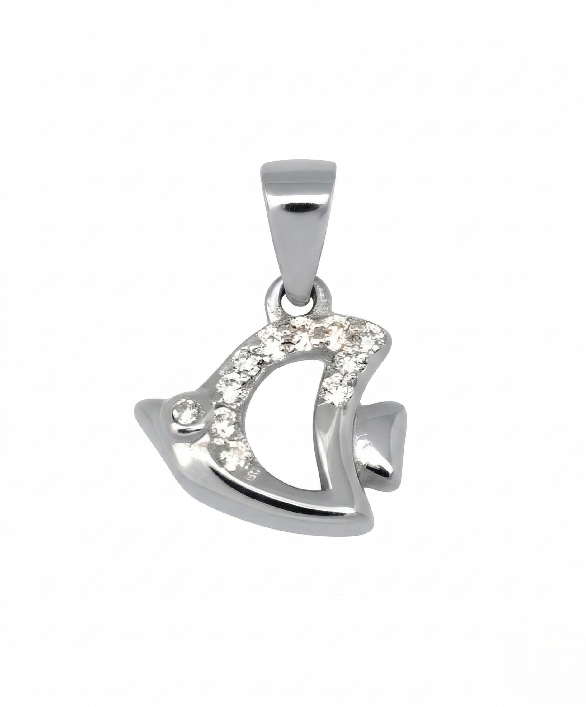 Pure 925 sterling silver Fish Pendant with Chain, Sterling Silver Necklace | Sparkling Crystals | Fish Locket for Women