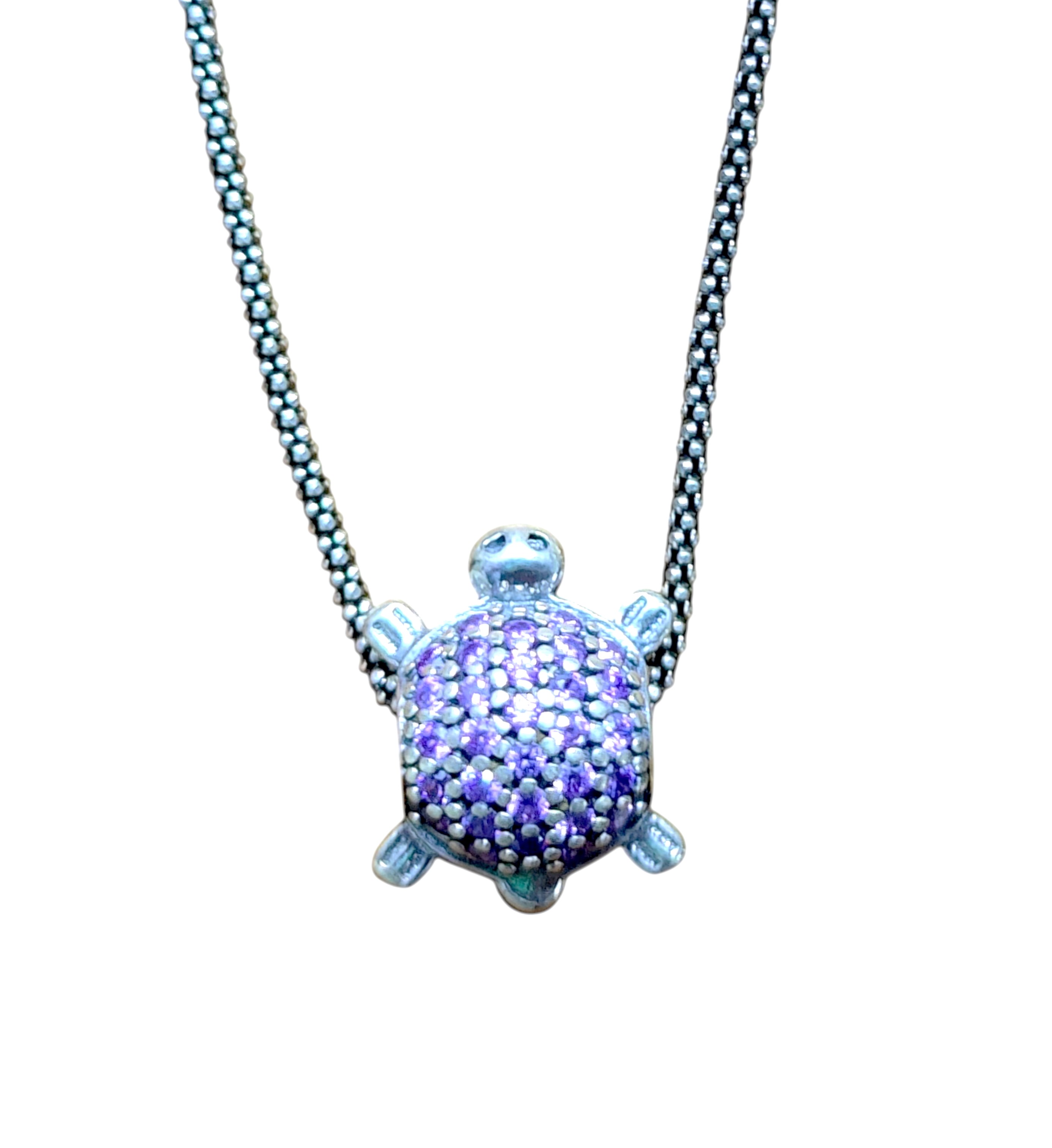 Pure 925 Sterling Silver Turtle Pendant for Turtle Lovers, Purple Crystal Sea Turtle, Birthday Gift for Her,(pack of 1)
