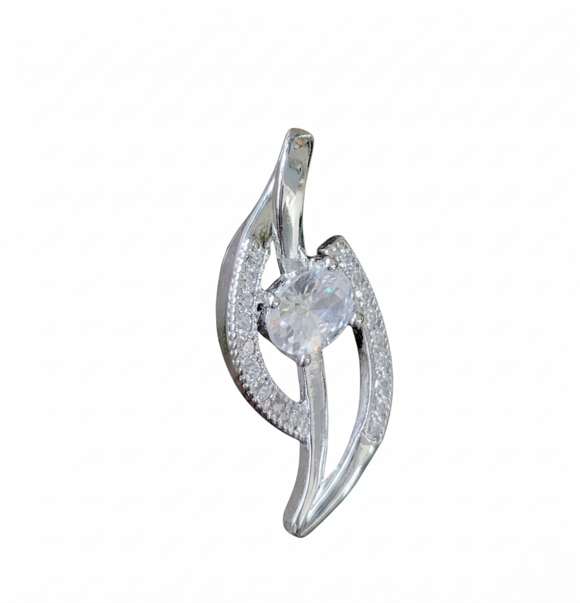 Elegant Women's Pure 925 Sterling Silver Cubic Zirconia Necklace Pendant For unisex