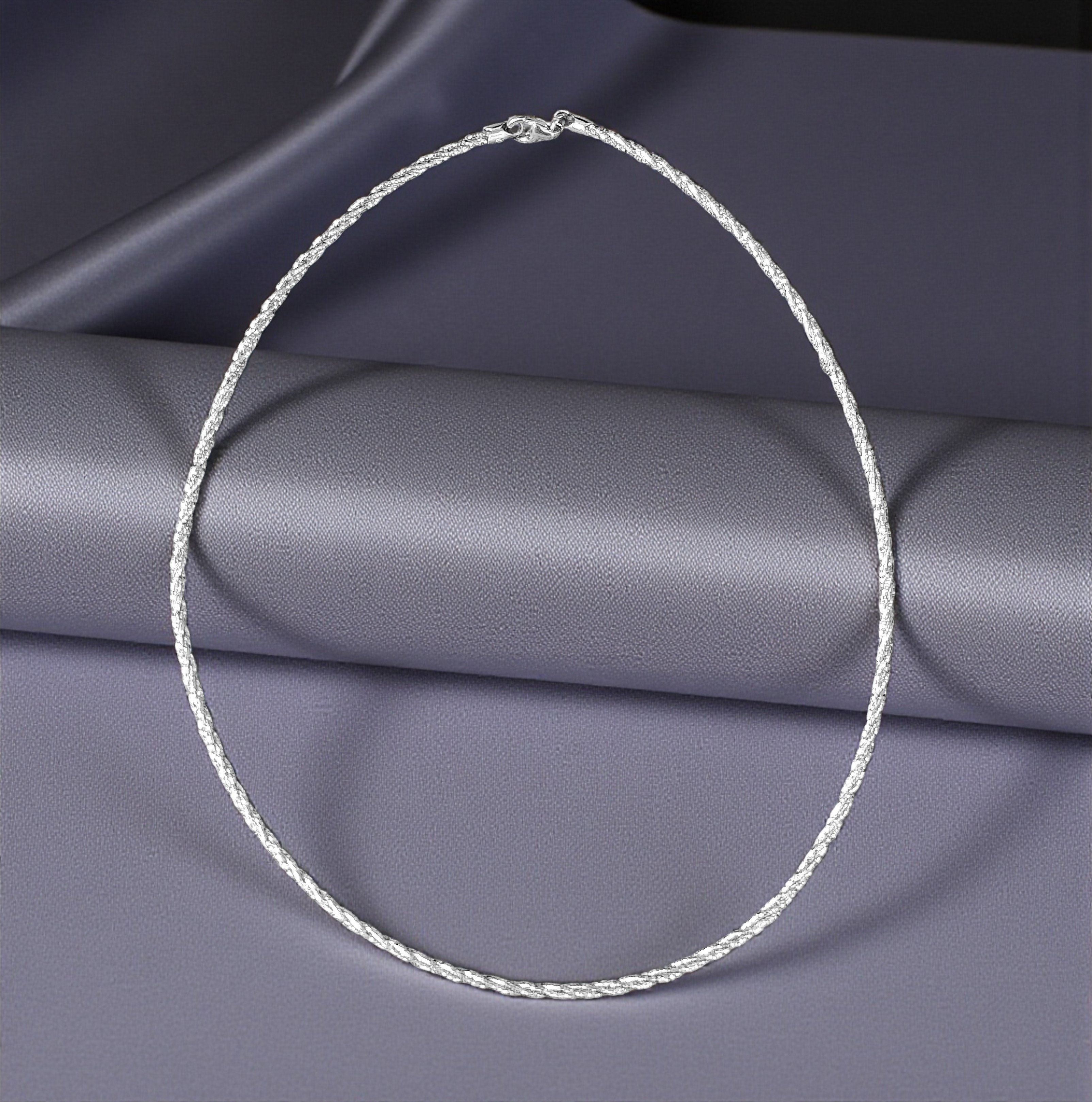 Pure 925 Sterling Silver Twist Necklace, Flexible Chain Design For Women,Girl