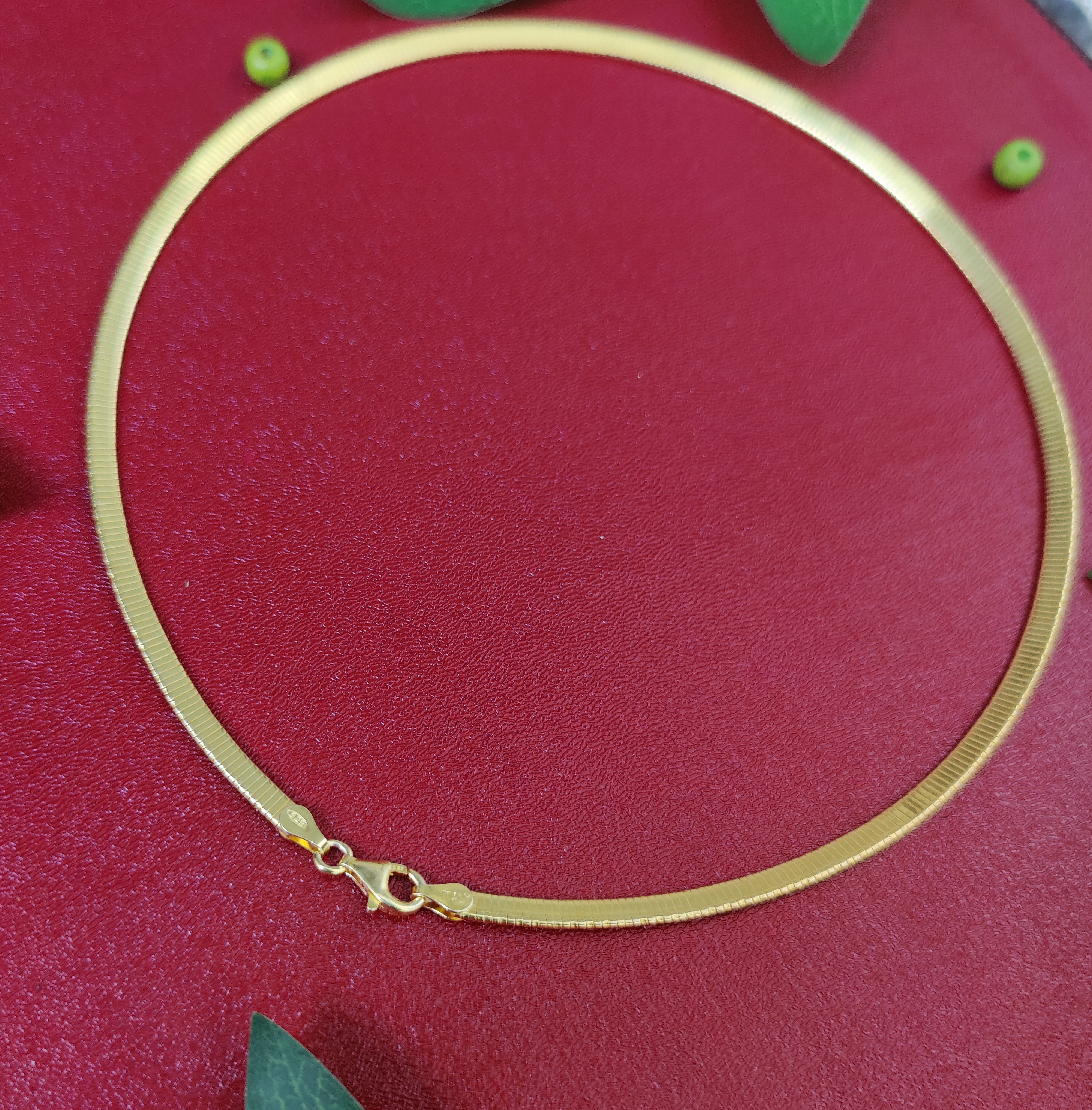 Pure 925 Sterling Silver Golden Herringbone Choker Necklace for Women,Girls