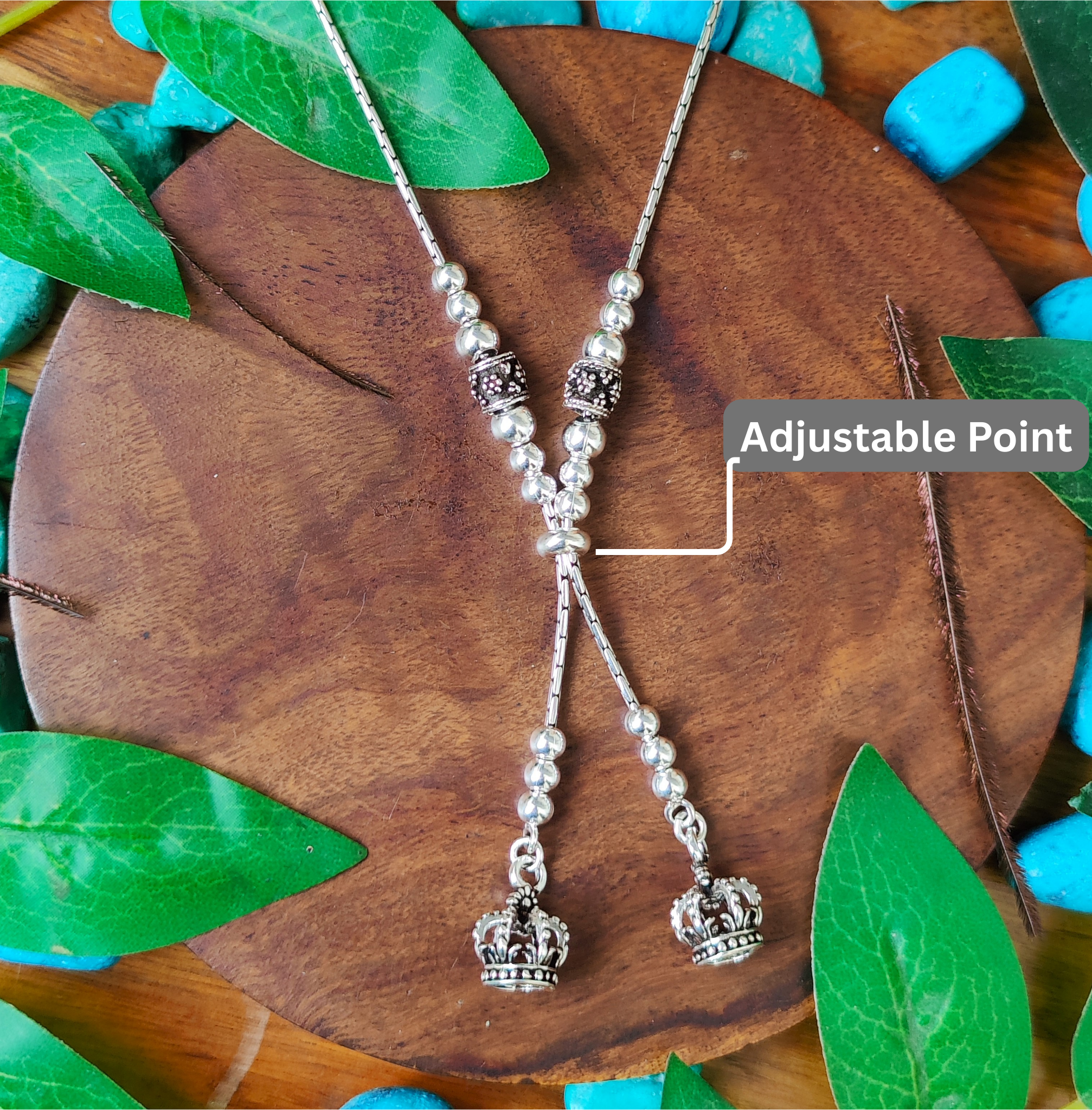 Pure 925 Sterling Silver Floral Lariat Necklace, Adjustable Y-Chain Long Tassel Drop for Women, Pack of 1