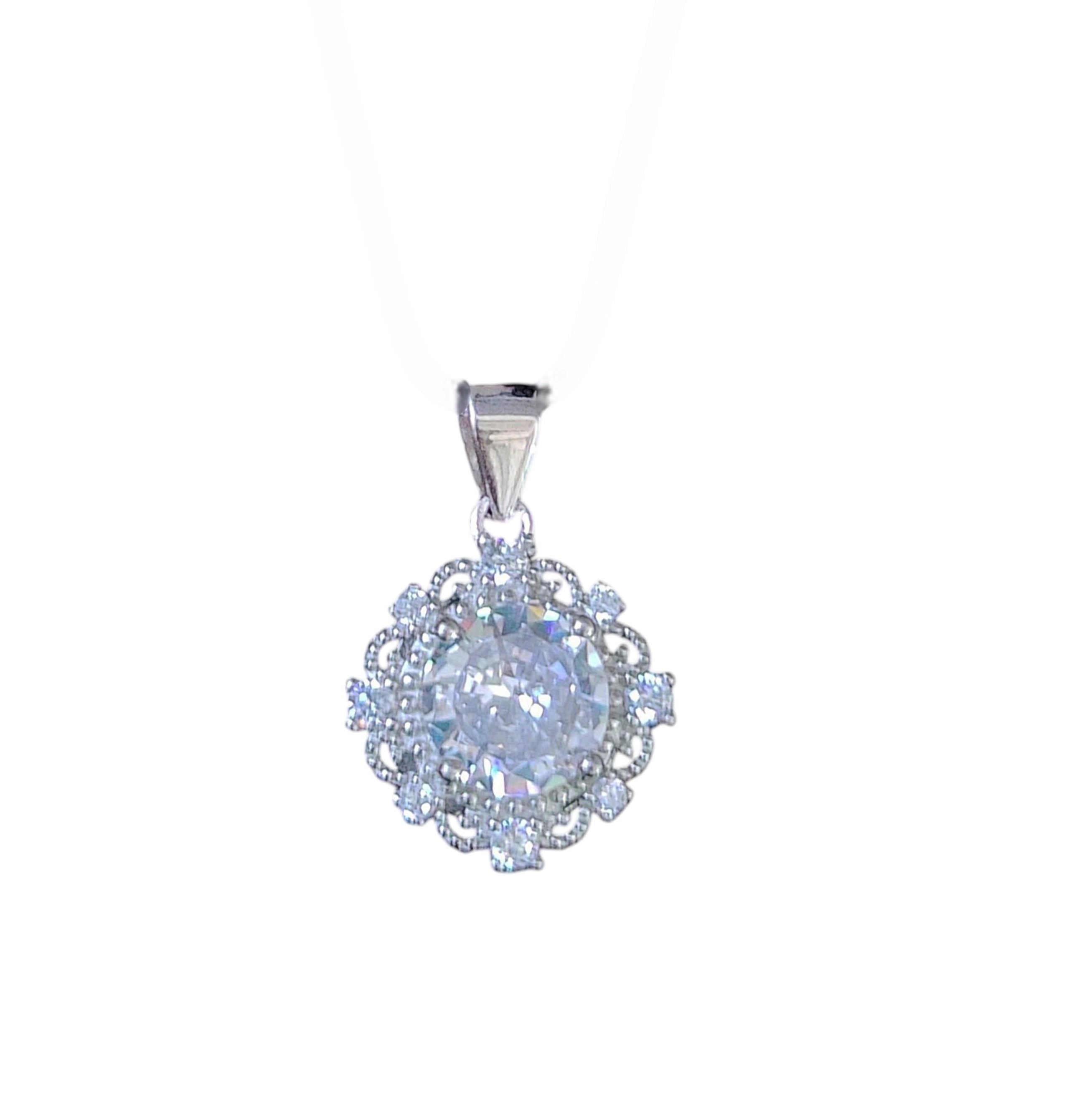  Pure 925 sterling silver Crystal Pendant Necklace with Crystal Stone, Sterling Silver Jewelry For Women,Girls