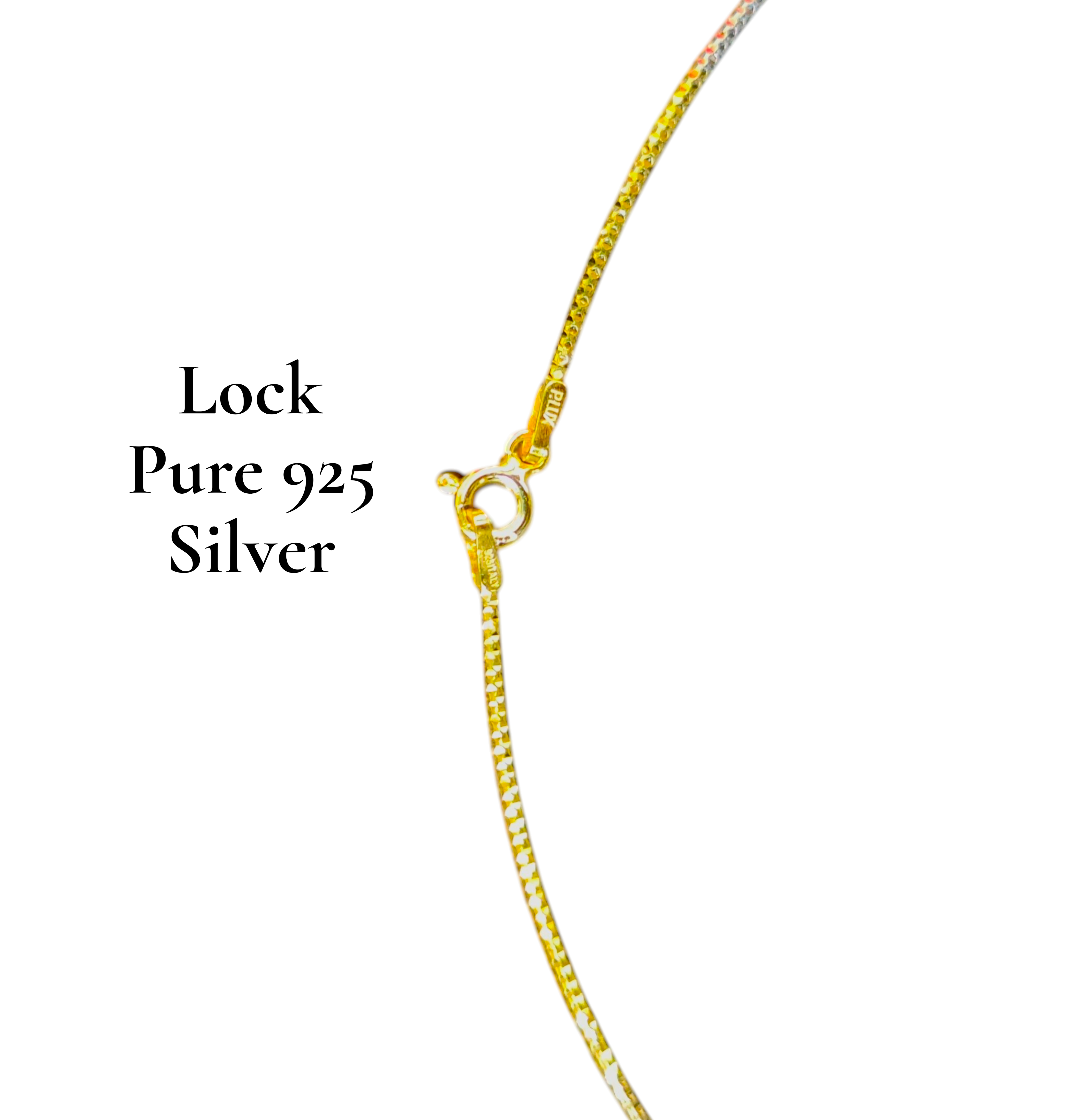 Pure 925 Sterling Silver Elegant Chain Necklace, Color Gold For Women,Girl