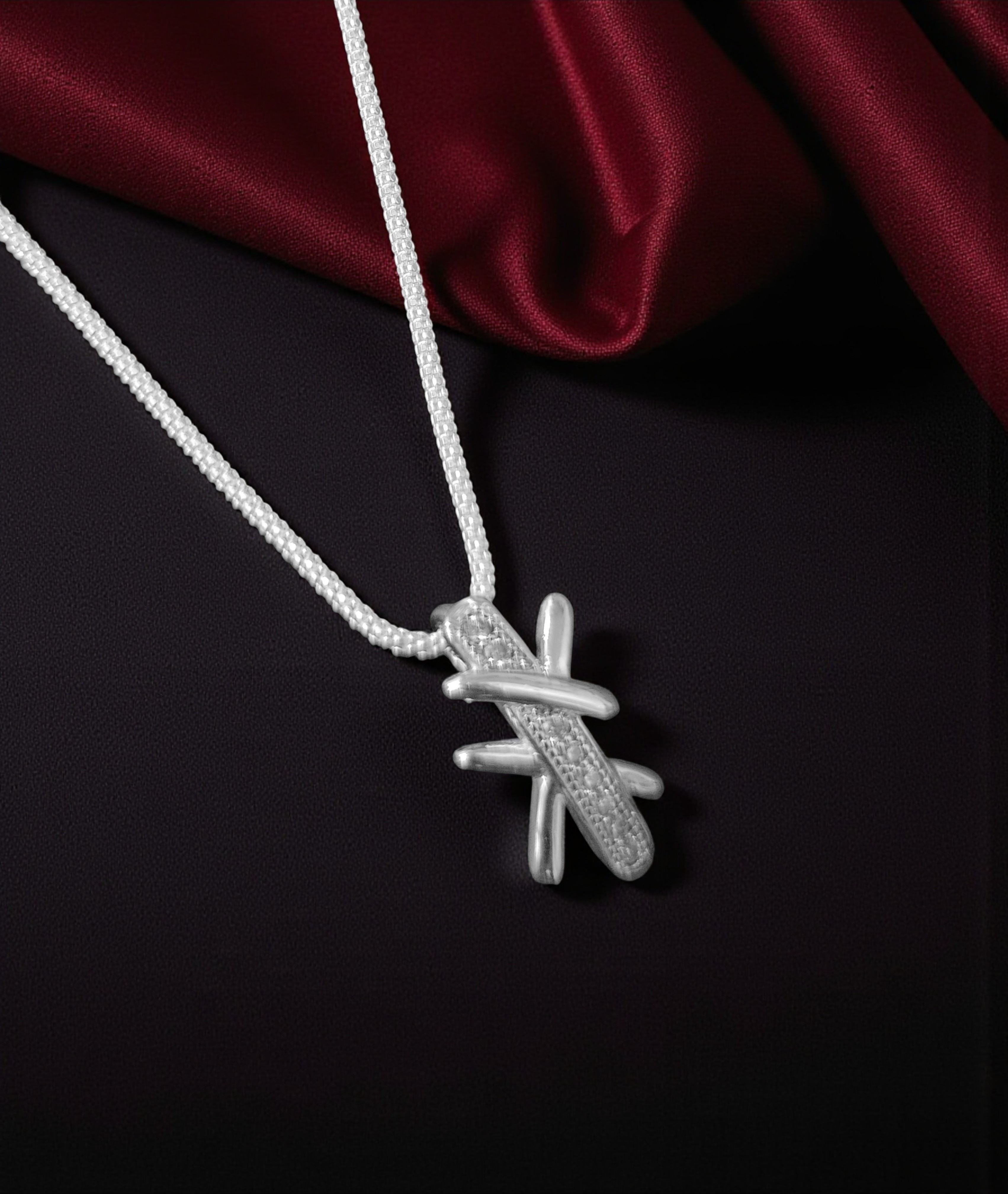 Pure 925 Sterling Silver Abstract Dragonfly Pendant Necklace|Sparkling Cubic Zirconia| For Women,Girls