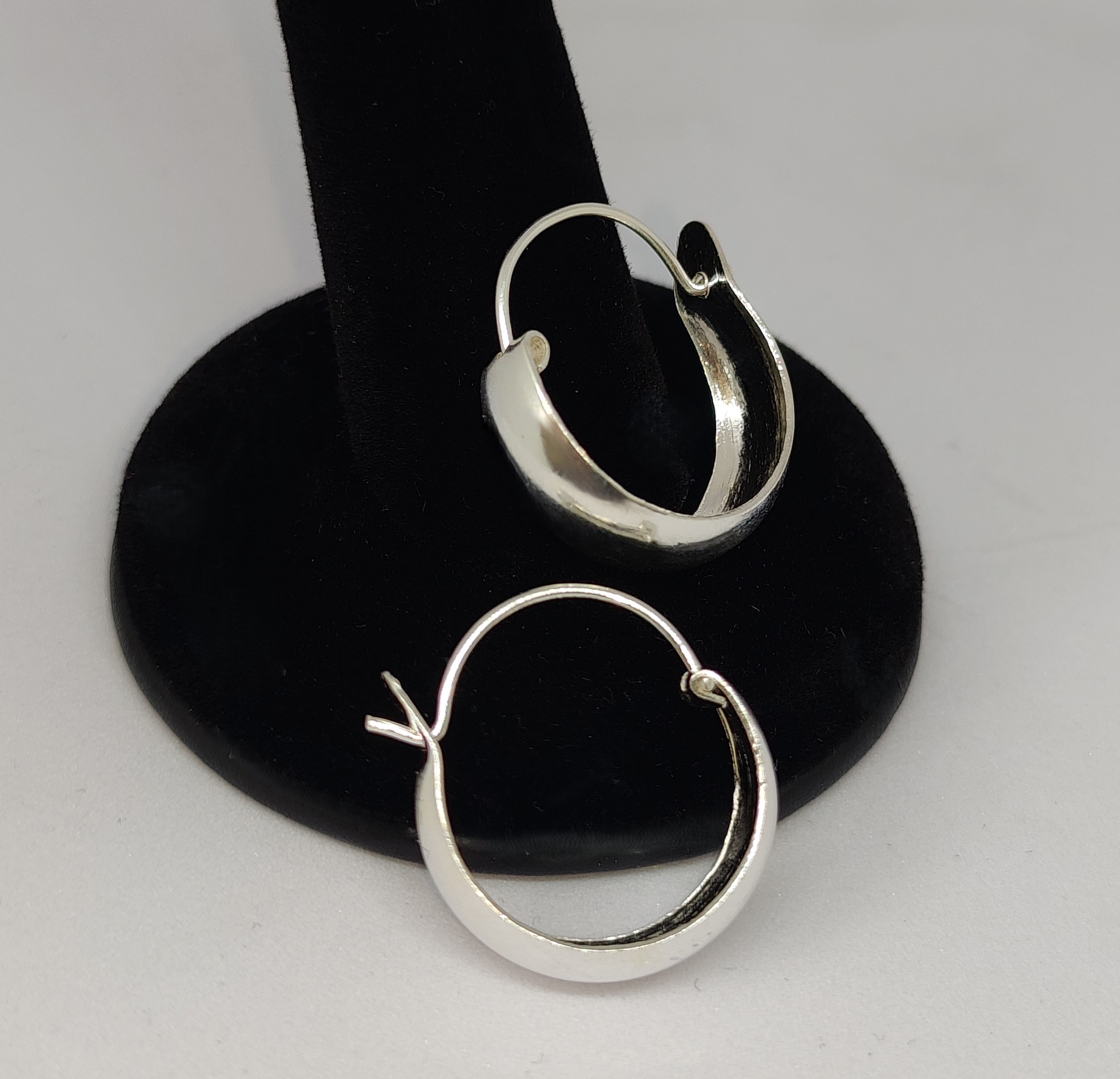 Pure 925 Sterling Silver Hoop Earrings, Wide Band Design Earring For Women,Girl