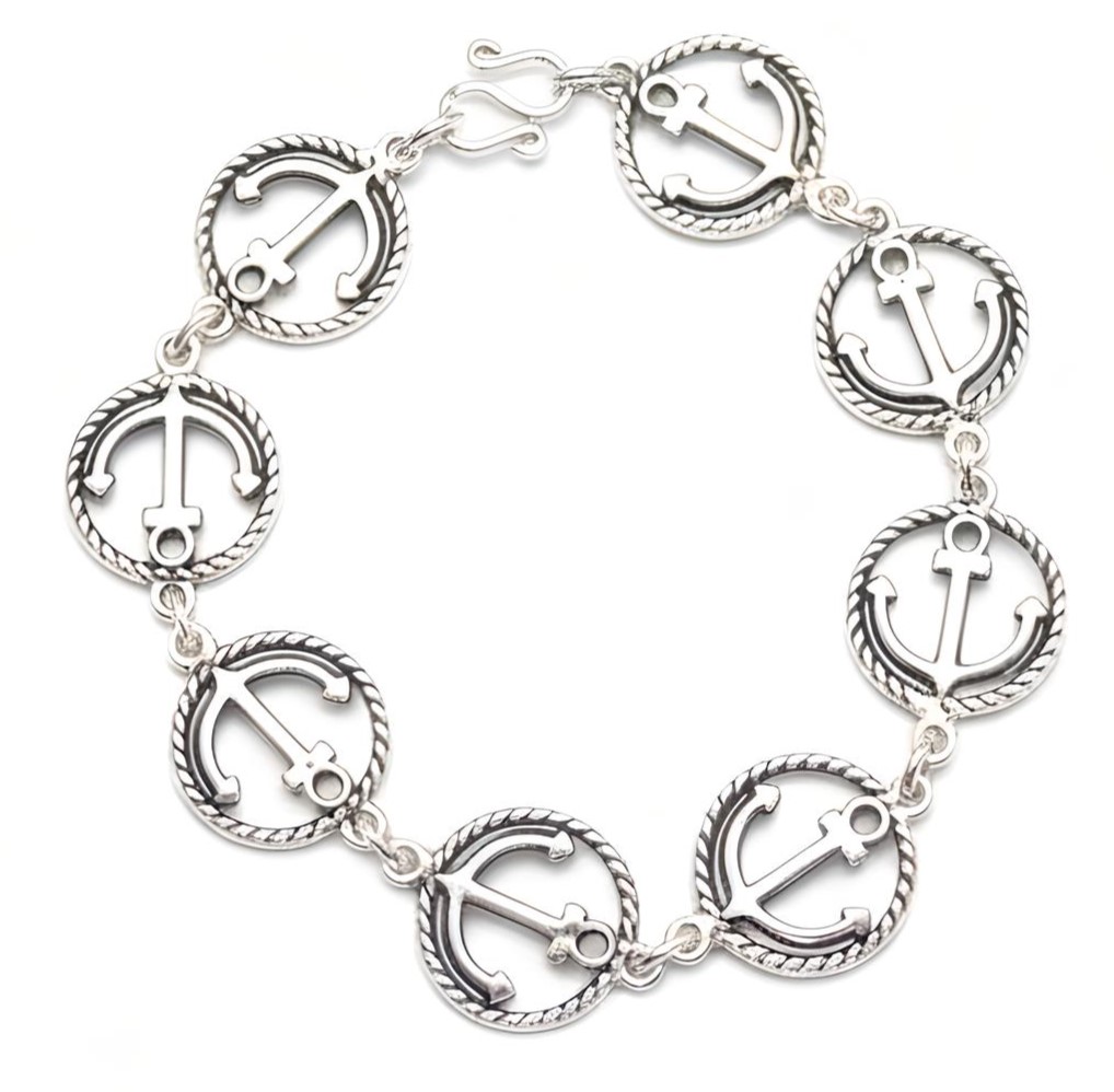 Pure 925 Sterling Silver Anchor Bracelet with Rope Design, Nautical Theme Jewelry For Unisex (Pack of 1)