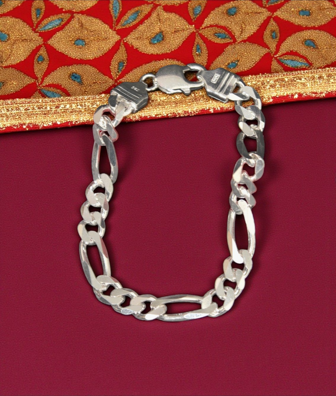 Pure 925 Sterling Silver Figaro Chain Bracelet for Gents