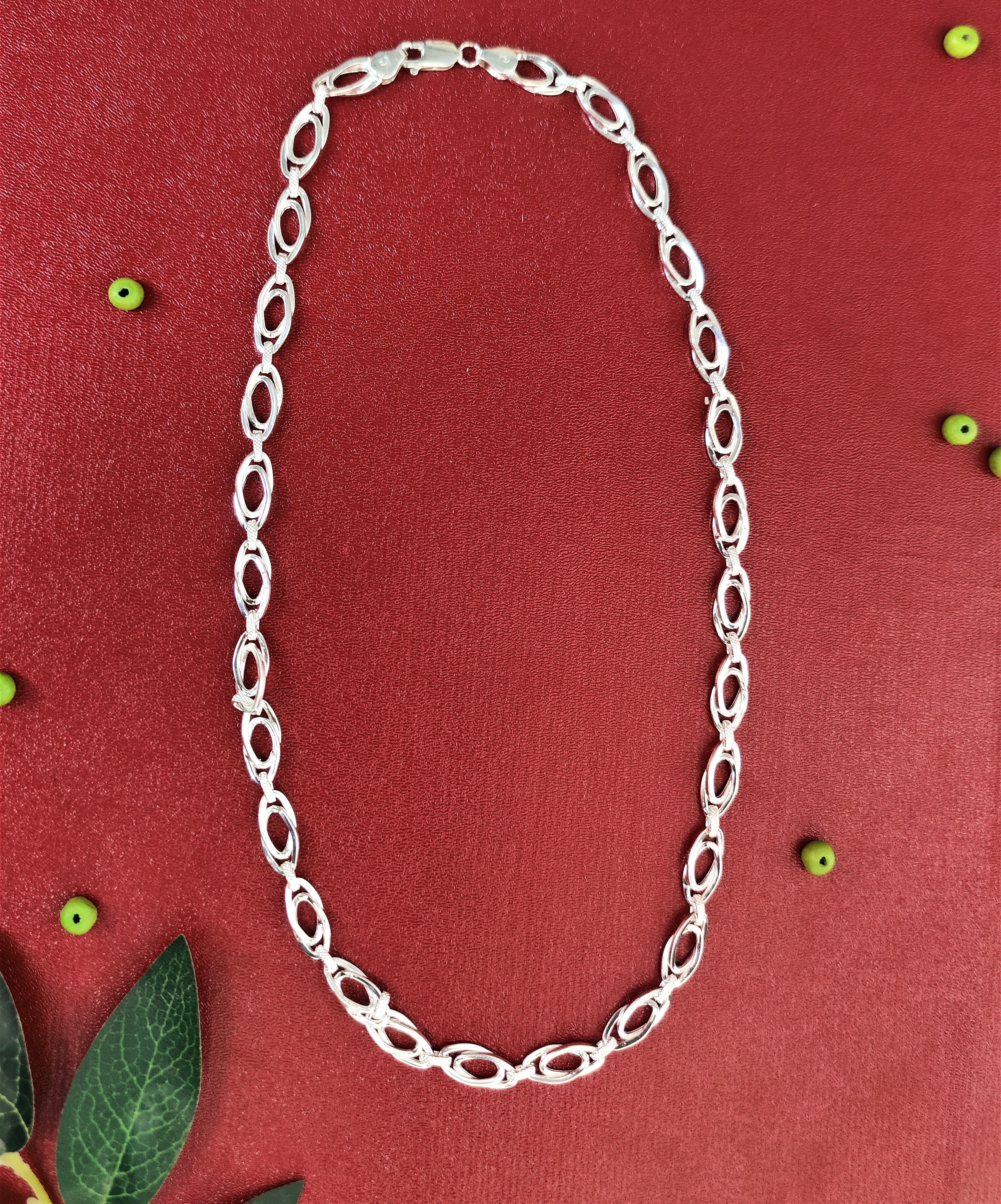 Pure 925 Sterling Silver Chain Necklace, Interlocking Link Design, Silver Chain For Unisex