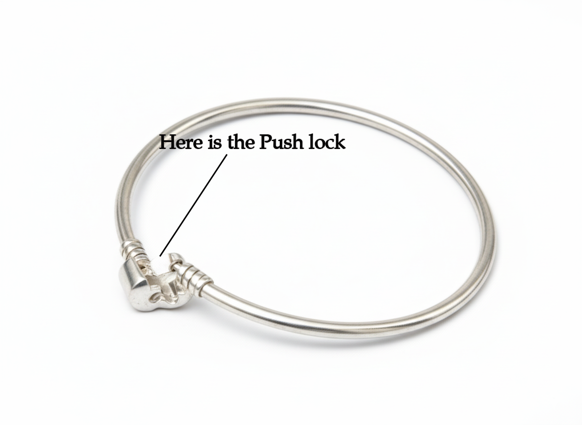 Pure 925 Sterling Silver Charm Bangle Bracelet with Barrel Clasp For Women,Girls (Pack of 1)