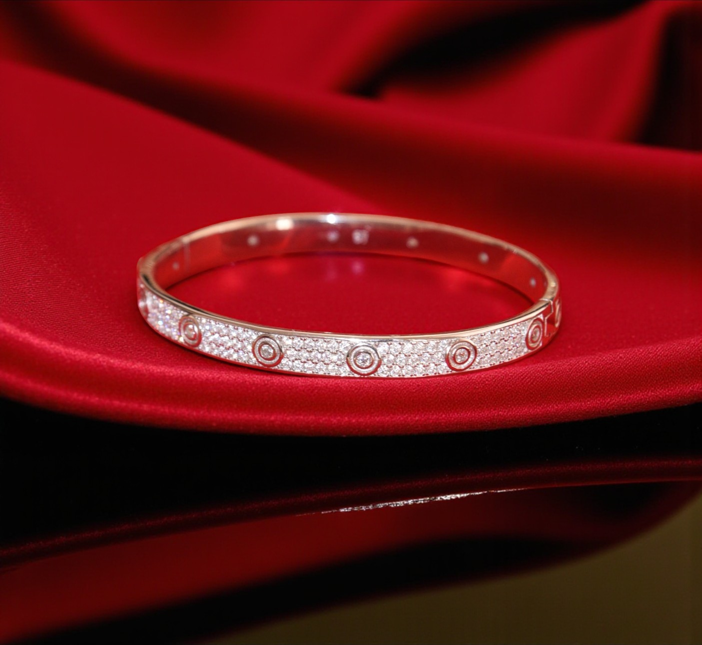 Pure 925 Sterling Silver Pave Crystal Bangle Bracelet with Secure Side-Push Lock For Women (Pack of 1)