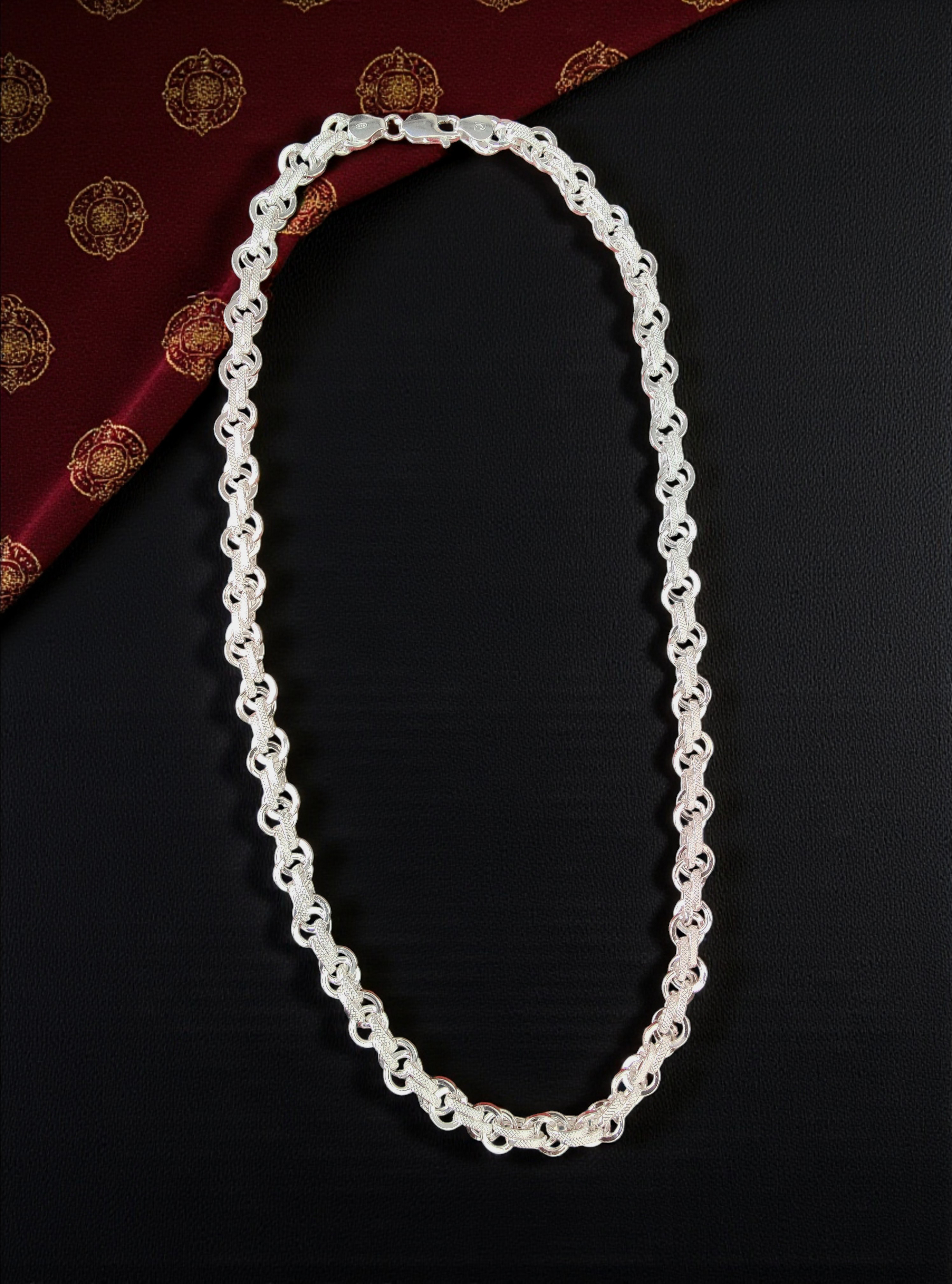 Pure 925 Sterling Silver Chain Necklace, Interlocking Link Design, Silver Chain For Unisex