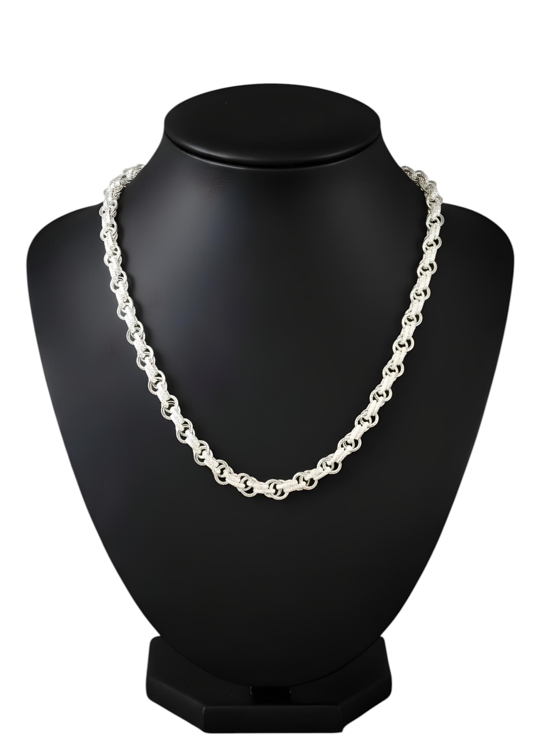 Pure 925 Sterling Silver Chain Necklace, Interlocking Link Design, Silver Chain For Unisex