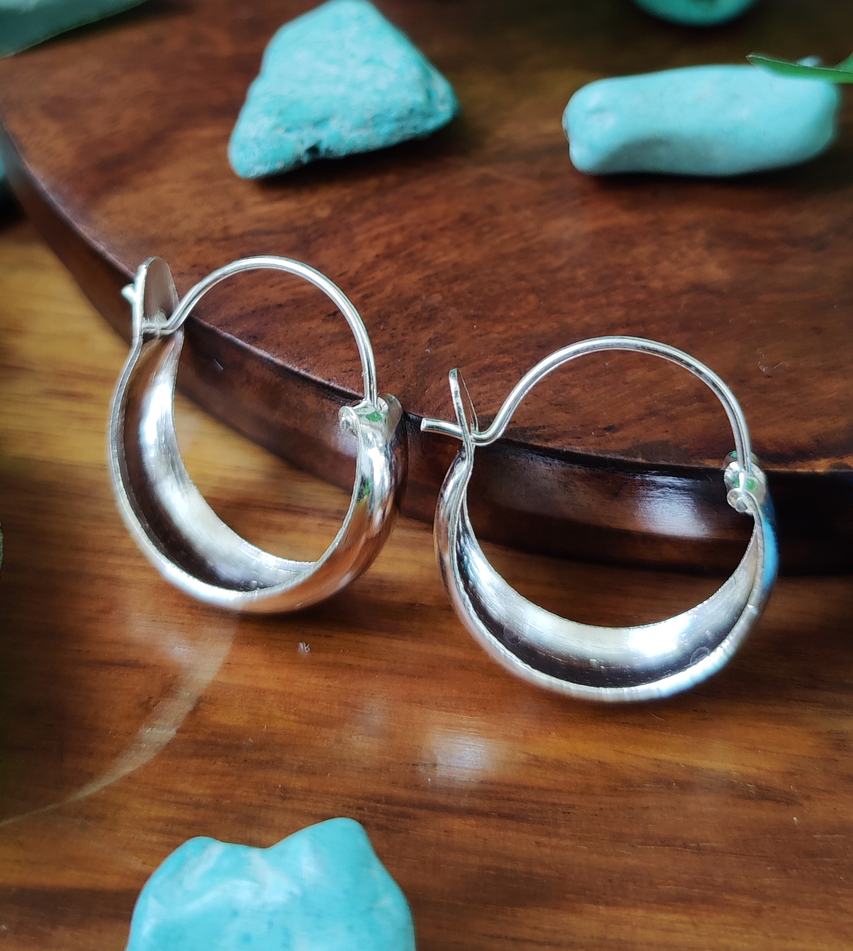 Pure 925 Sterling Silver Hoop Earrings, Wide Band Design Earring For Women,Girl