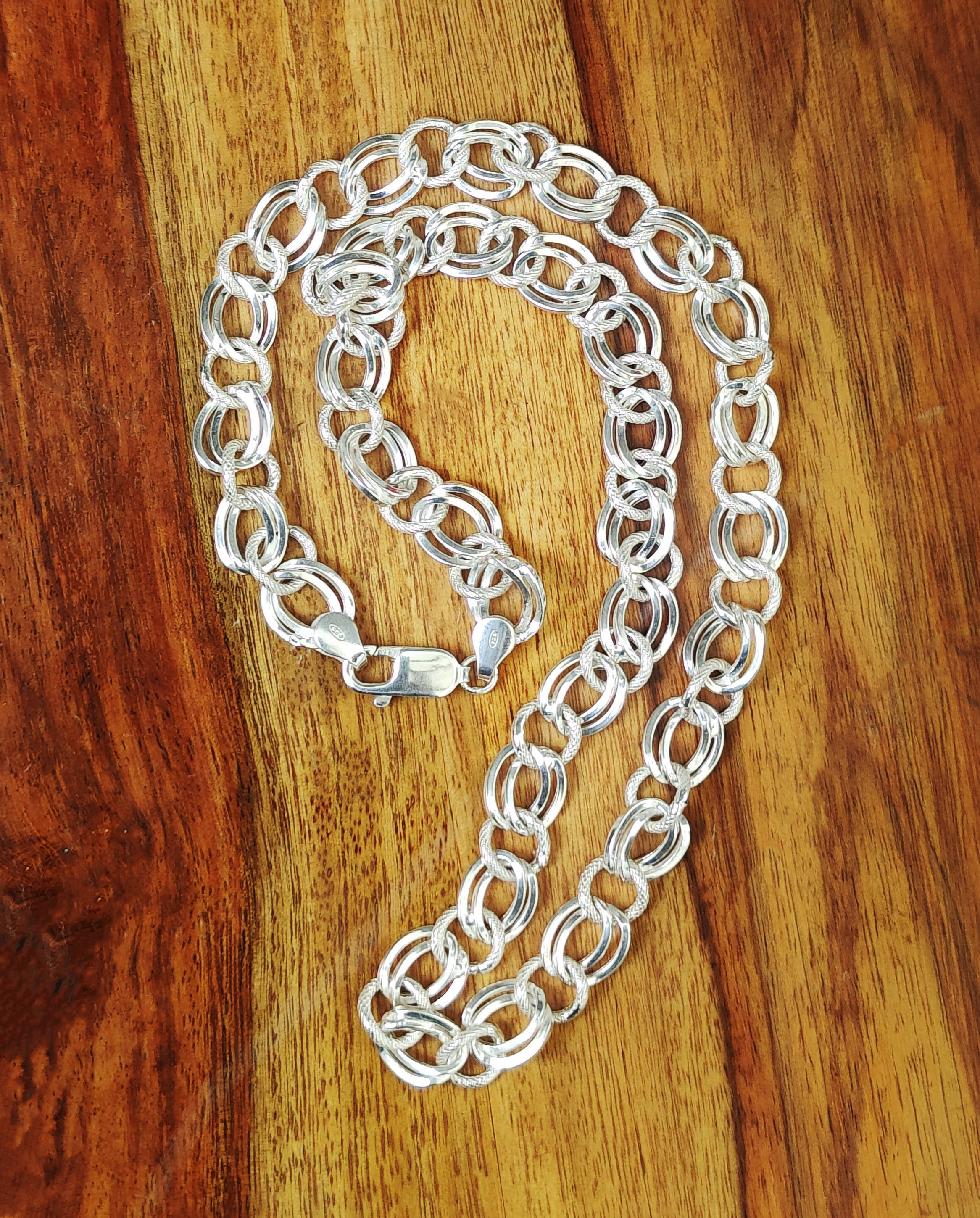 Pure 925 Sterling Silver Chain Necklace, Interlocking Link Design, Silver Chain For Unisex