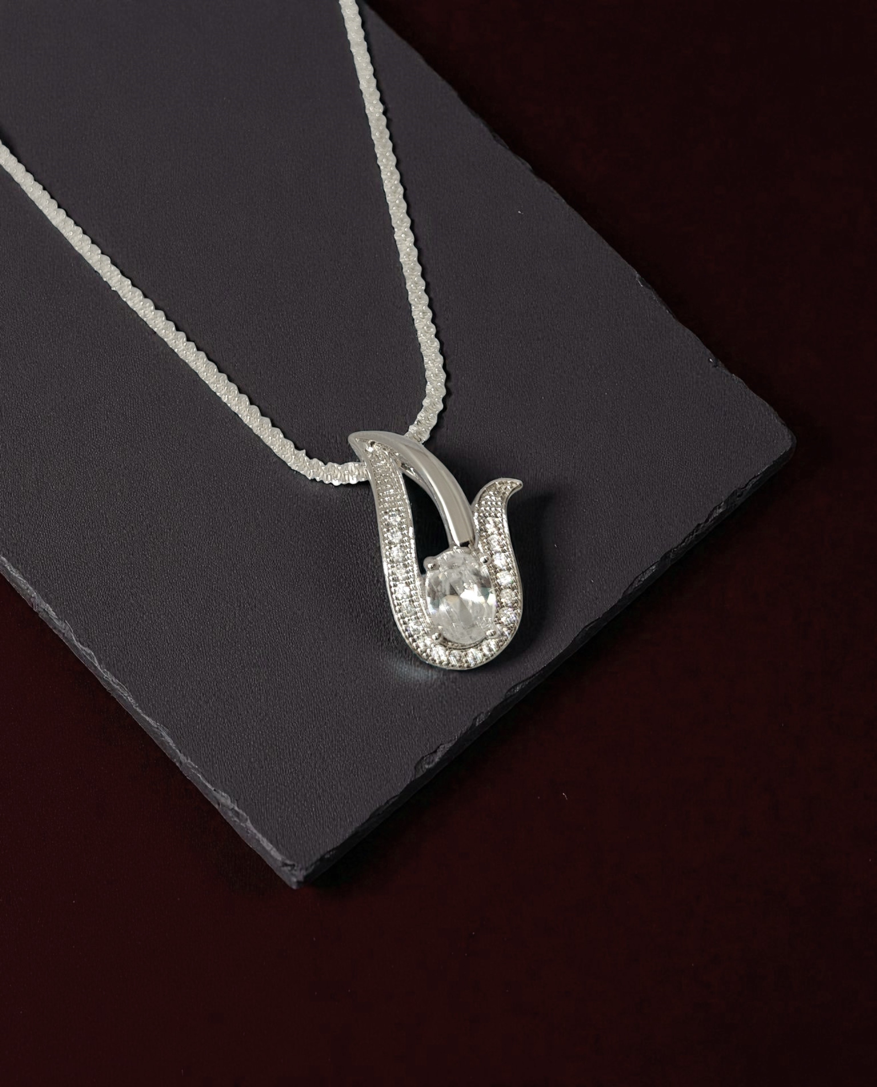 Pure 925 Sterling Silver Radiant Teardrop Swirl Pendant, For unisex