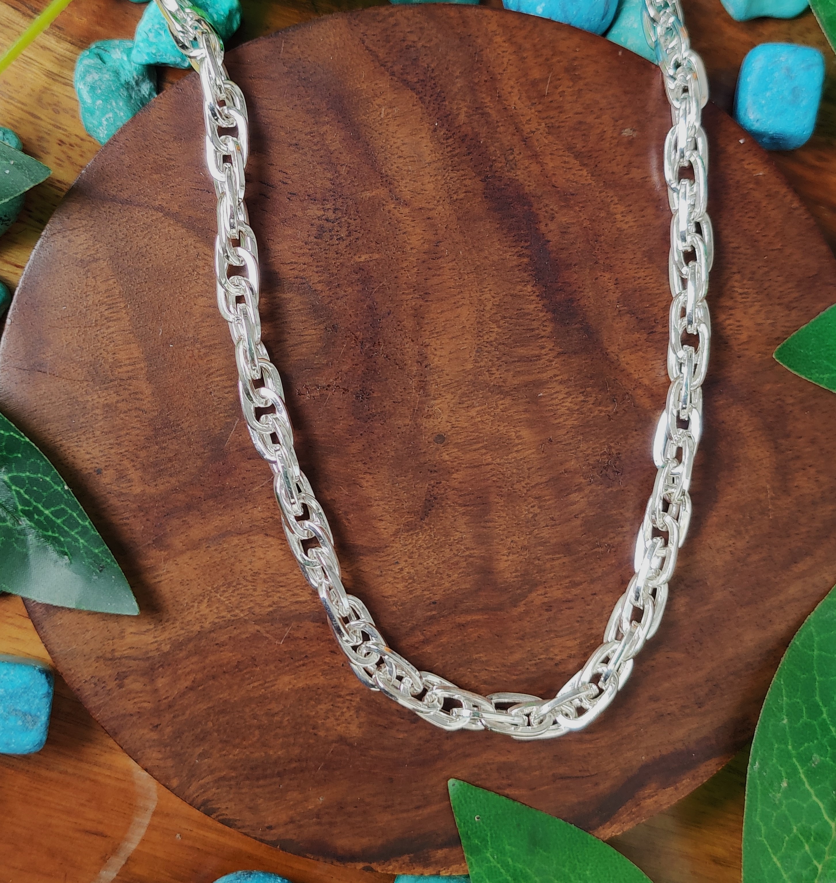 Pure 925 Sterling Silver Chain Necklace, Interlocking Link Design, Silver Chain For Unisex For Women,Girl