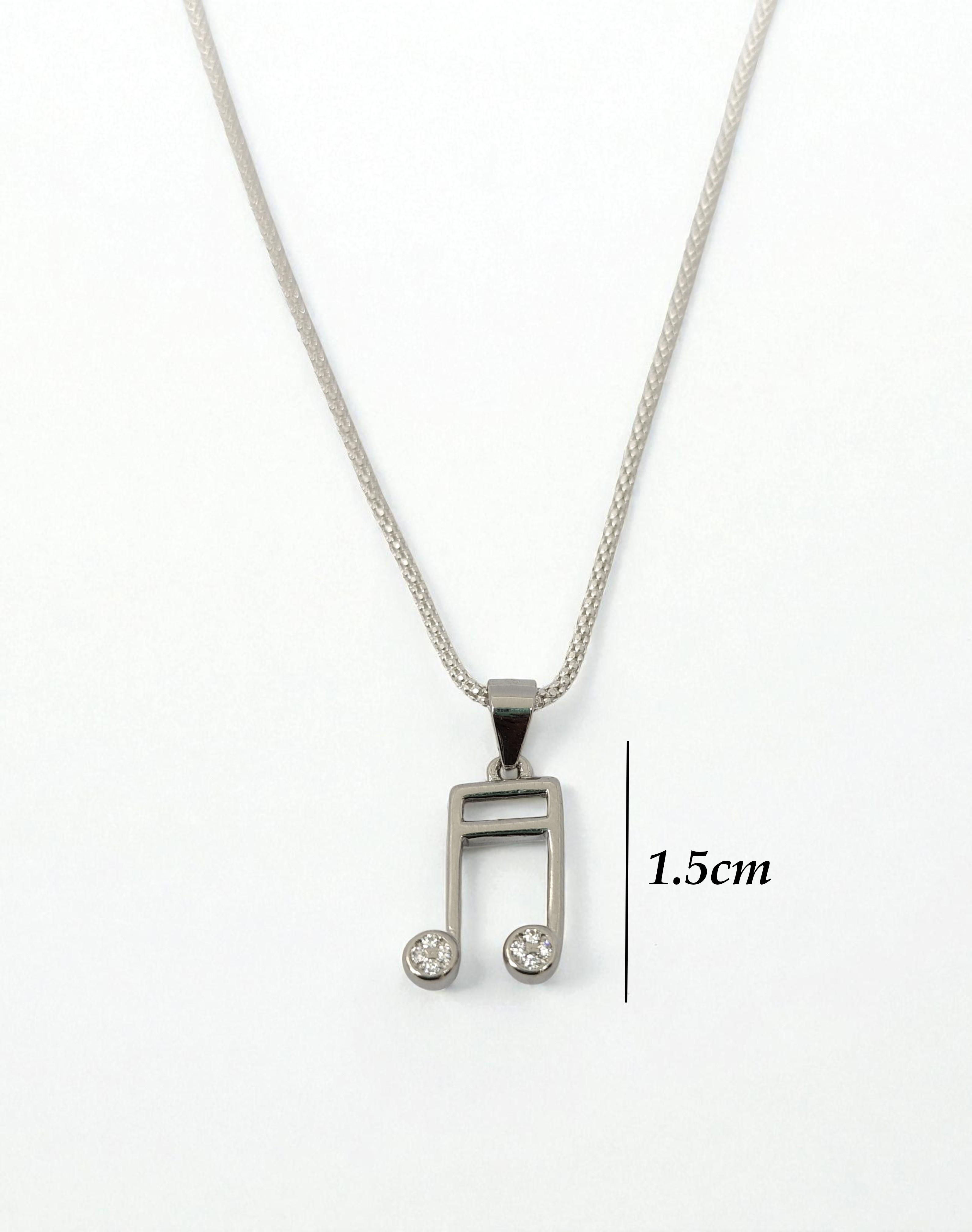Pure 925 Silver Musical Note Pendant Necklace | Sparkling Zirconia – Beamed Sixteenth Note Jewelry for Music Lovers