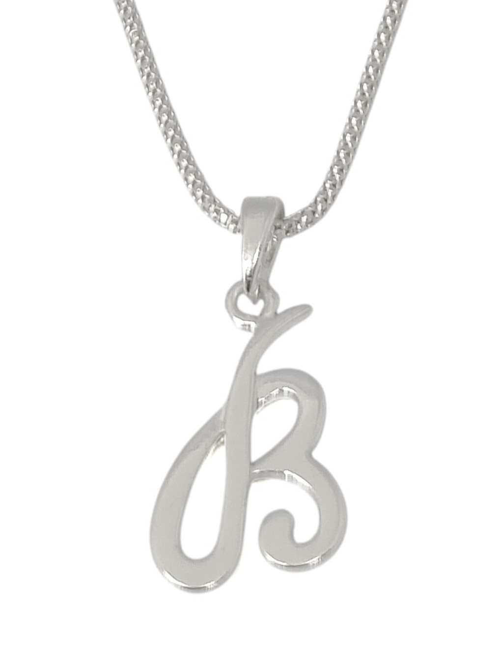 Pure 925 Sterling Silver Initial ('A,U,B,D,E,G,H,K,M,J,N,P,R,S,V') Pendant Necklace With Chain (D1)