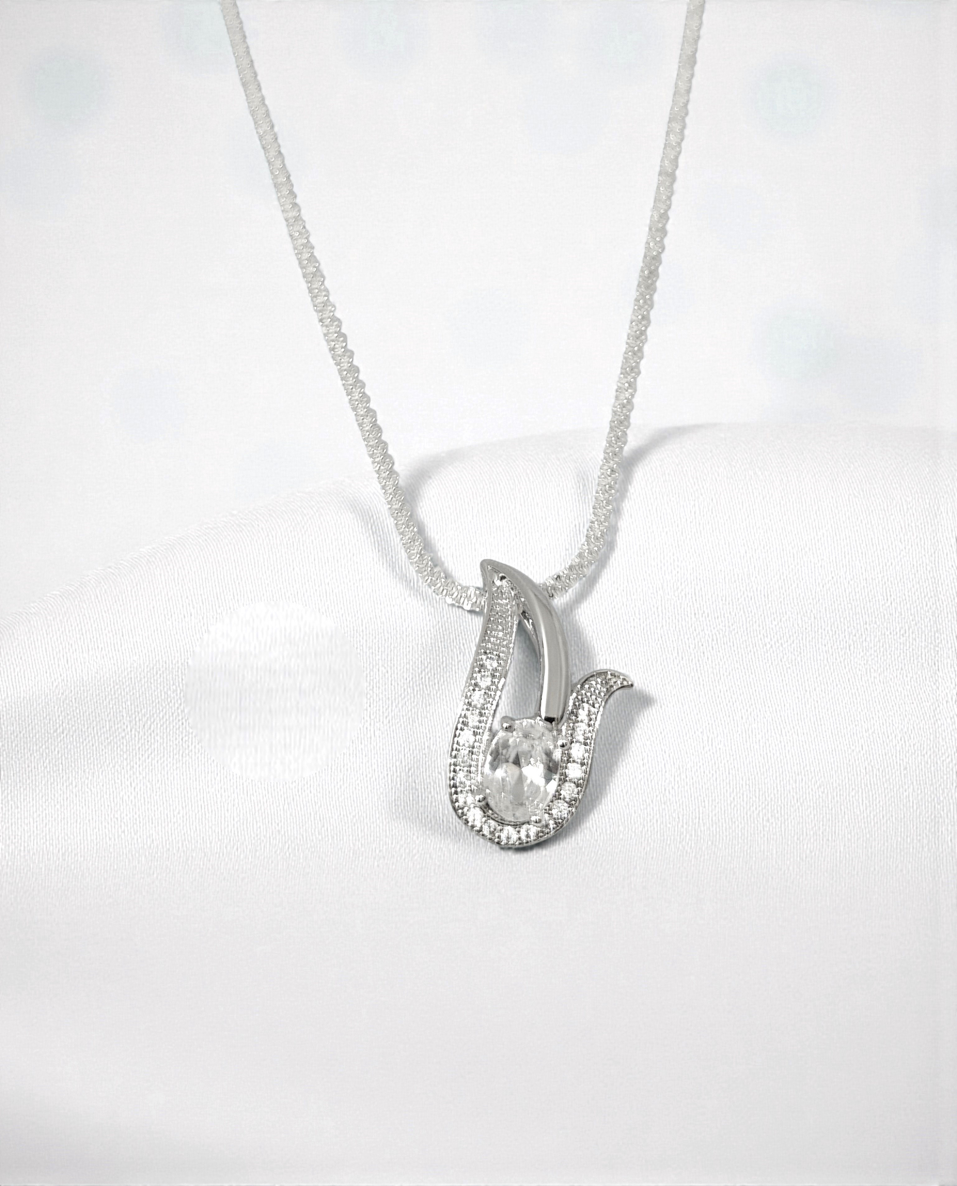 Pure 925 Sterling Silver Radiant Teardrop Swirl Pendant, For unisex