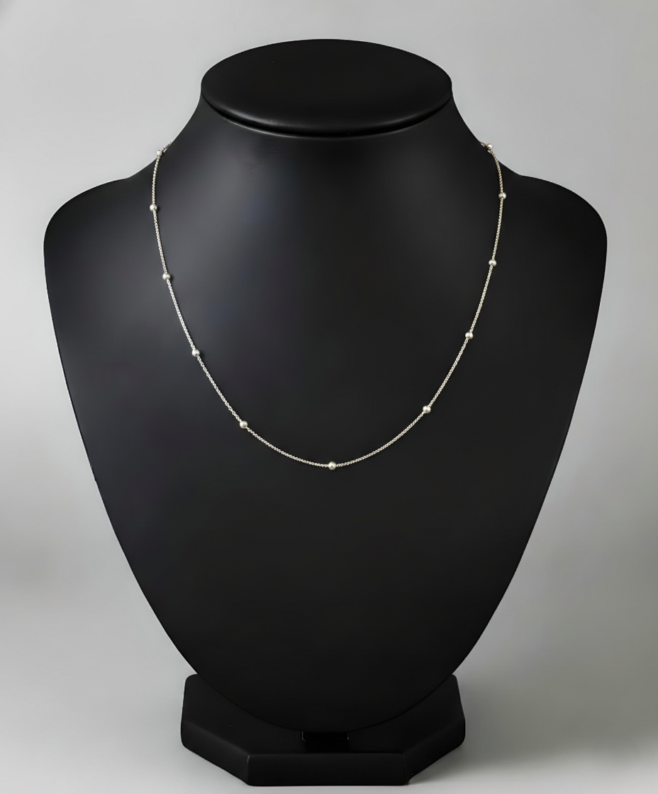 Pure 925 Silver Minimalist Silver Bead Chain Necklace Gift for Girlfriend Wife Women & Girls,Mens