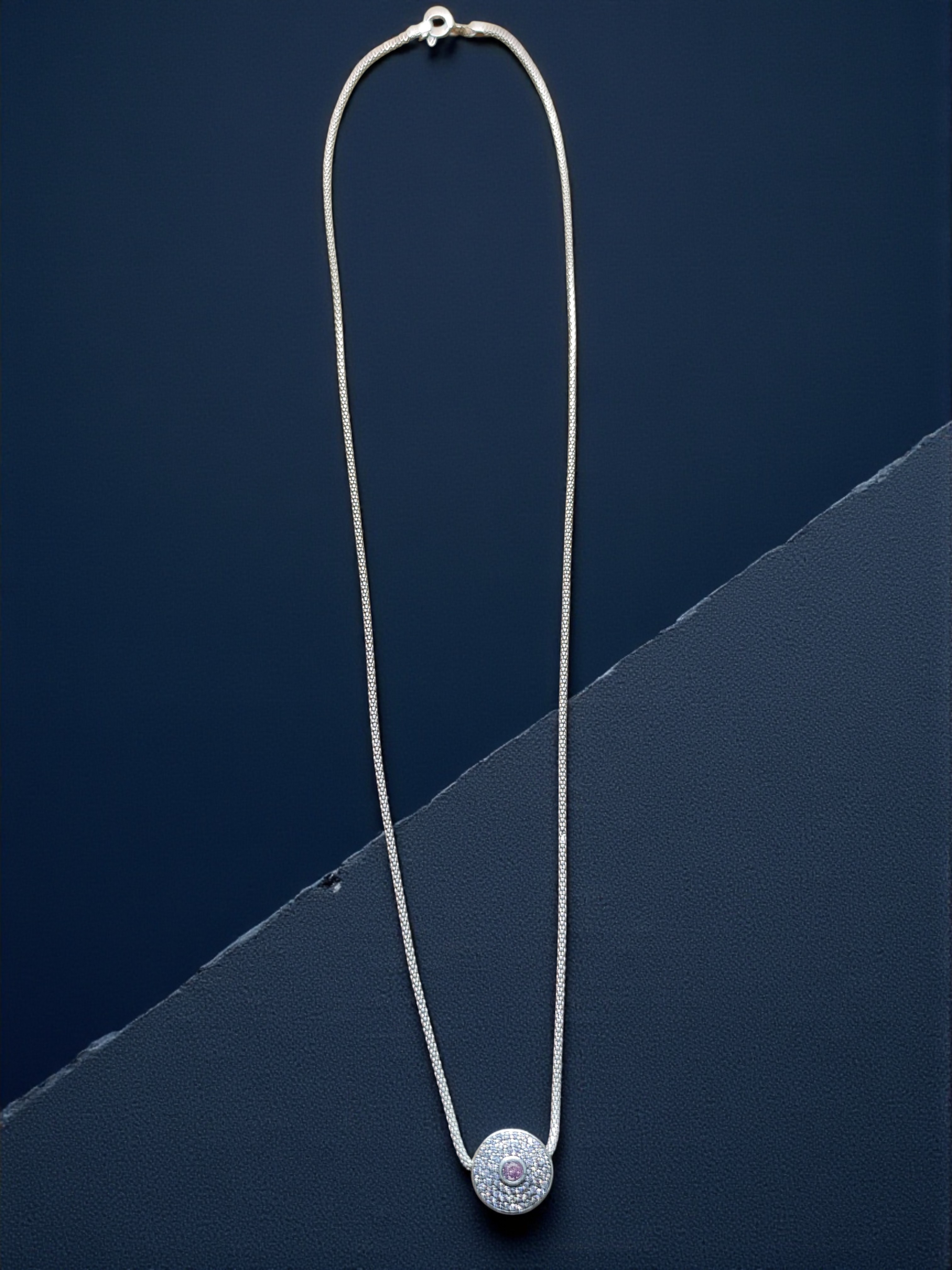 Pure 925 Sterling Silver Sapphire Floral Halo Pendant For Unisex