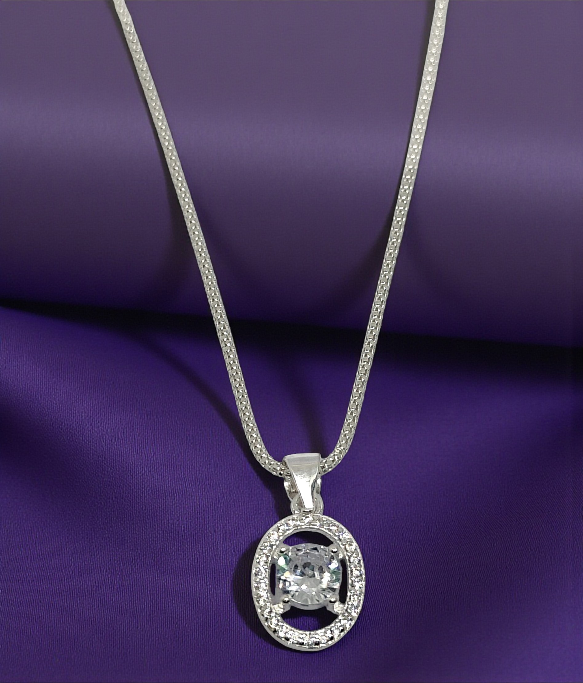   Pure 925 Sterling Silver Crystal Pendant & Earrings Set - Sparkling CZ Pendant Necklace & Stud Earrings for Women,Girls