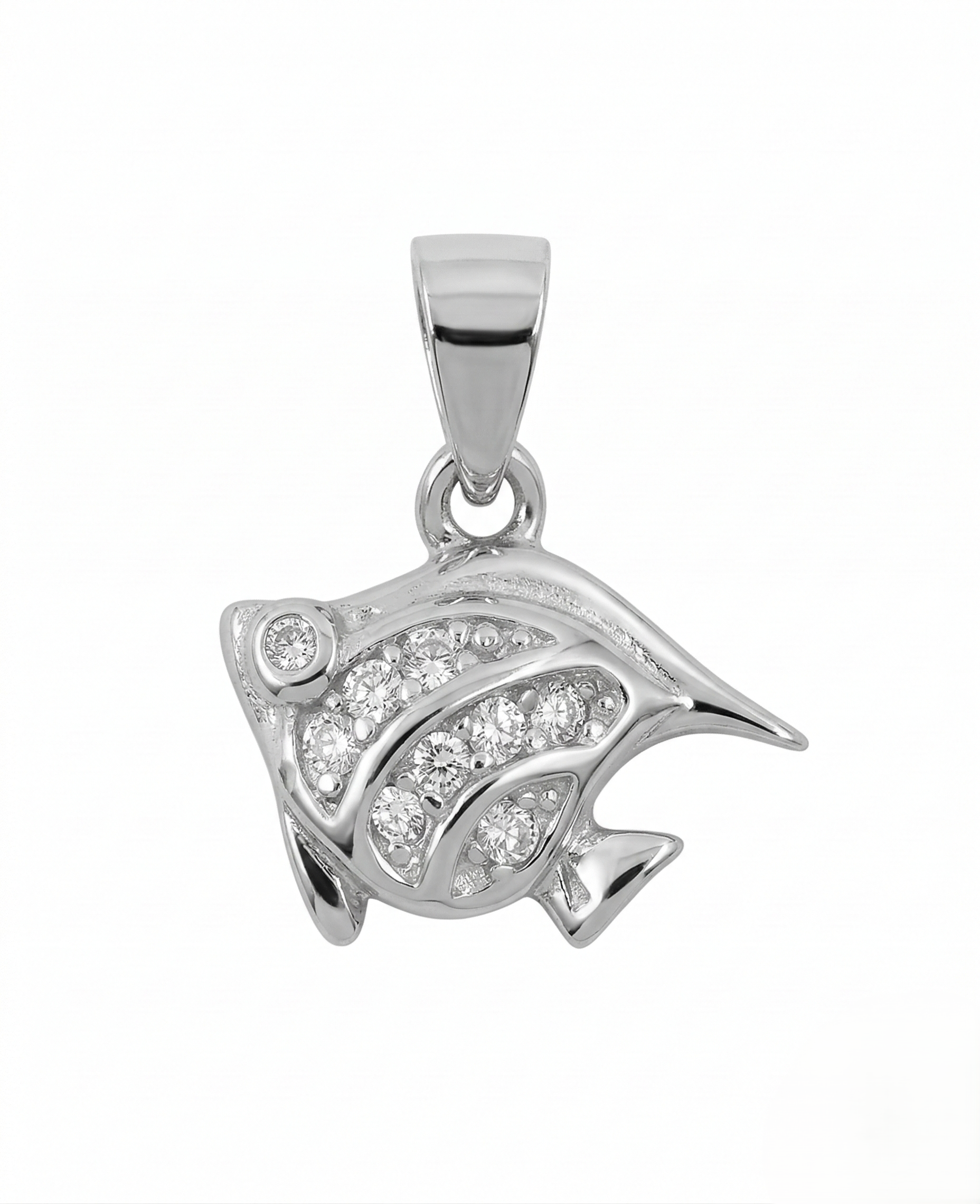 Pure 925 Silver Fish Pendant with Chain, Sterling Silver Necklace | Sparkling Crystals | Fish Locket for Women (pack of 1)