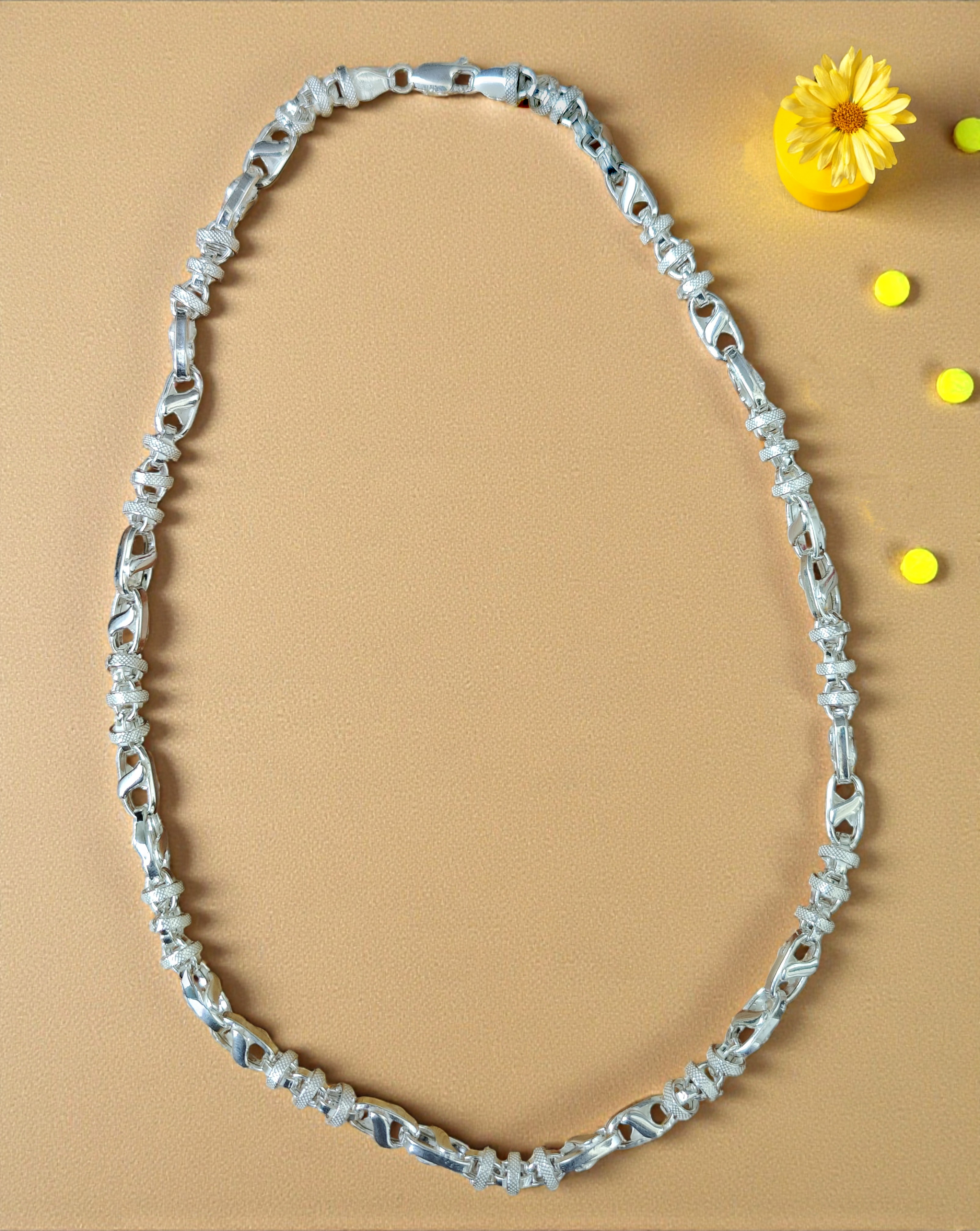 Pure 925 Sterling Silver Chain Necklace, Interlocking Link Design, Silver Chain For Unisex