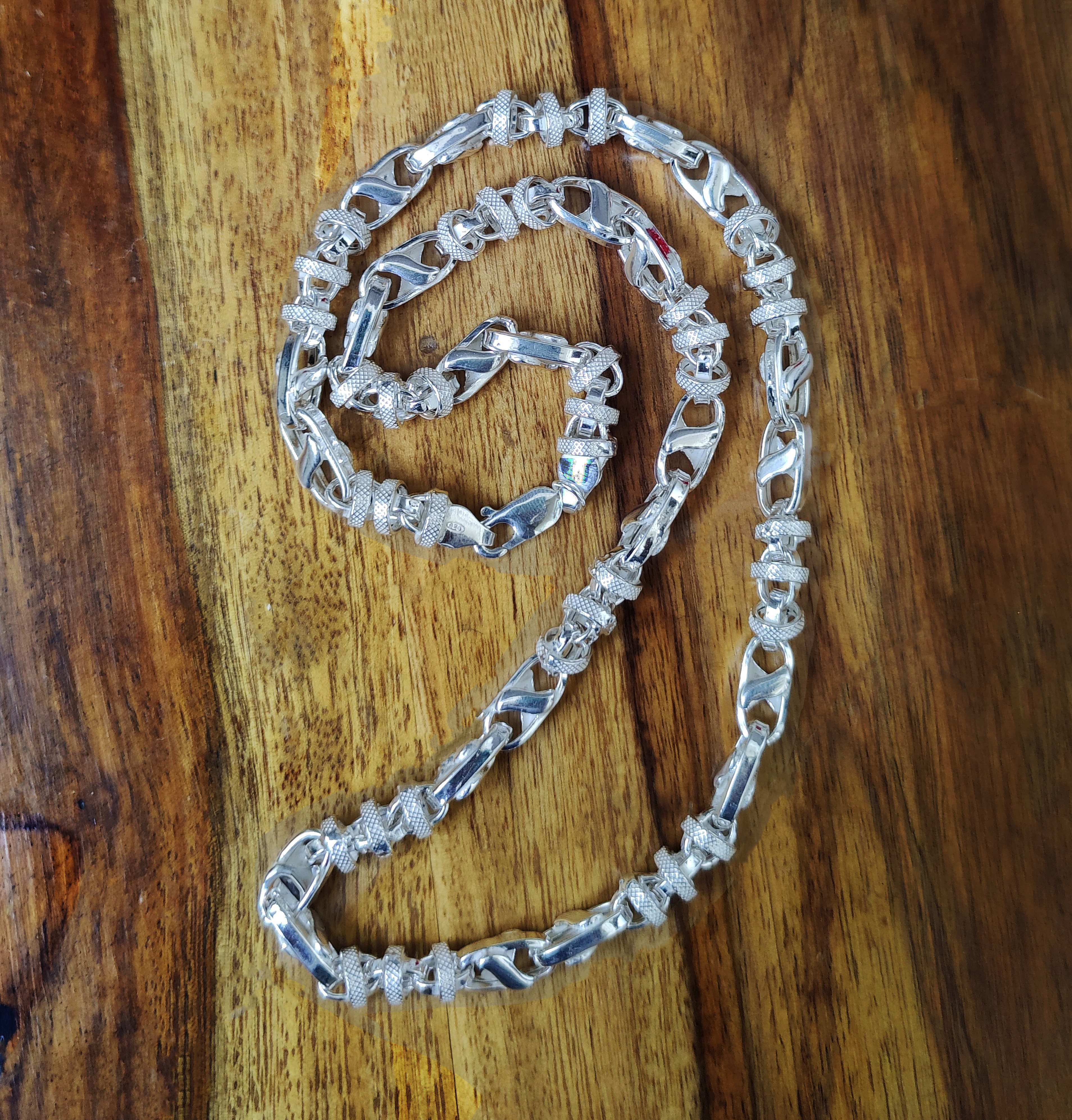 Pure 925 Sterling Silver Chain Necklace, Interlocking Link Design, Silver Chain For Unisex