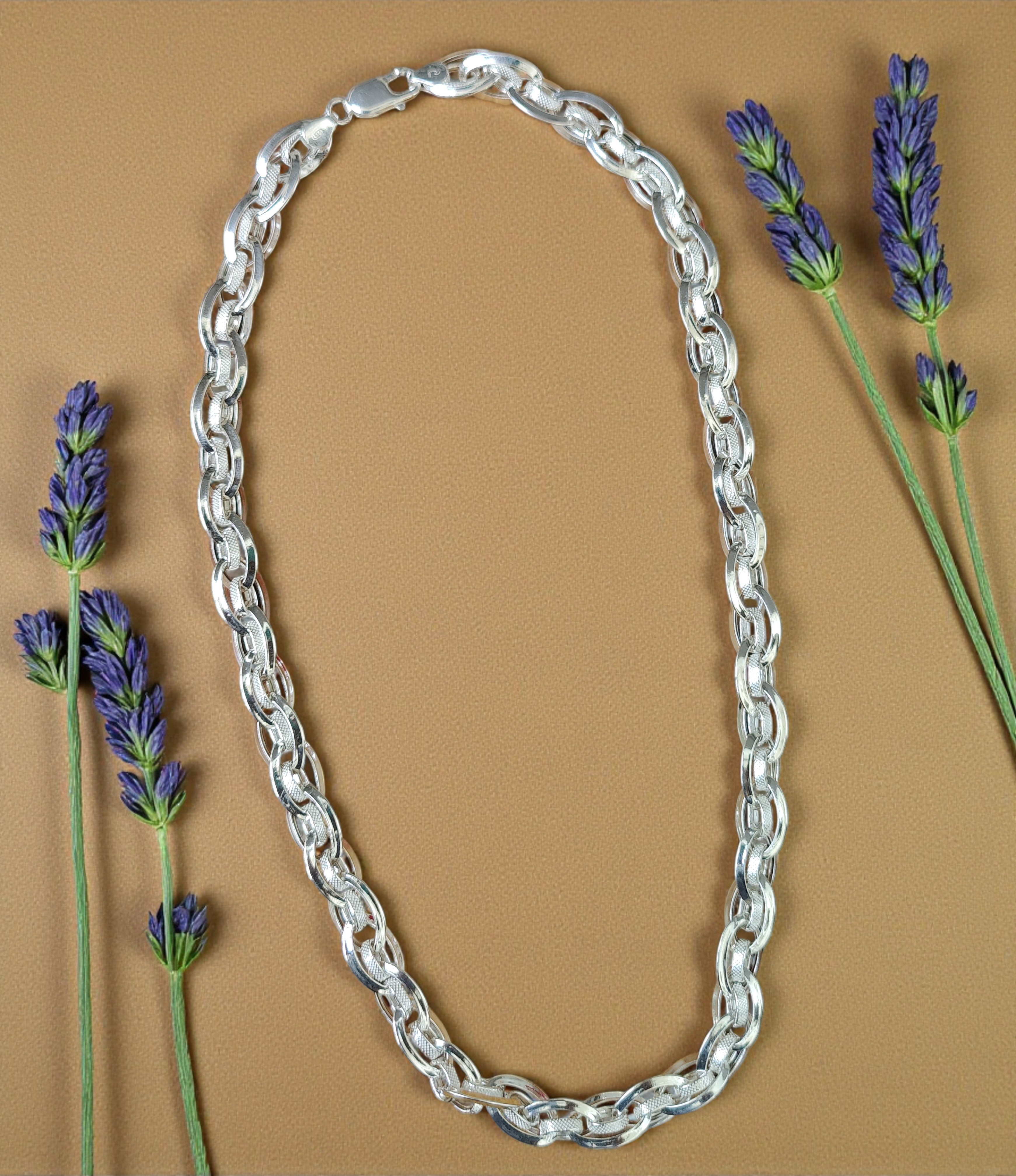 Pure 925 Sterling Silver Chain Necklace, Interlocking Link Design, Silver Chain For Unisex