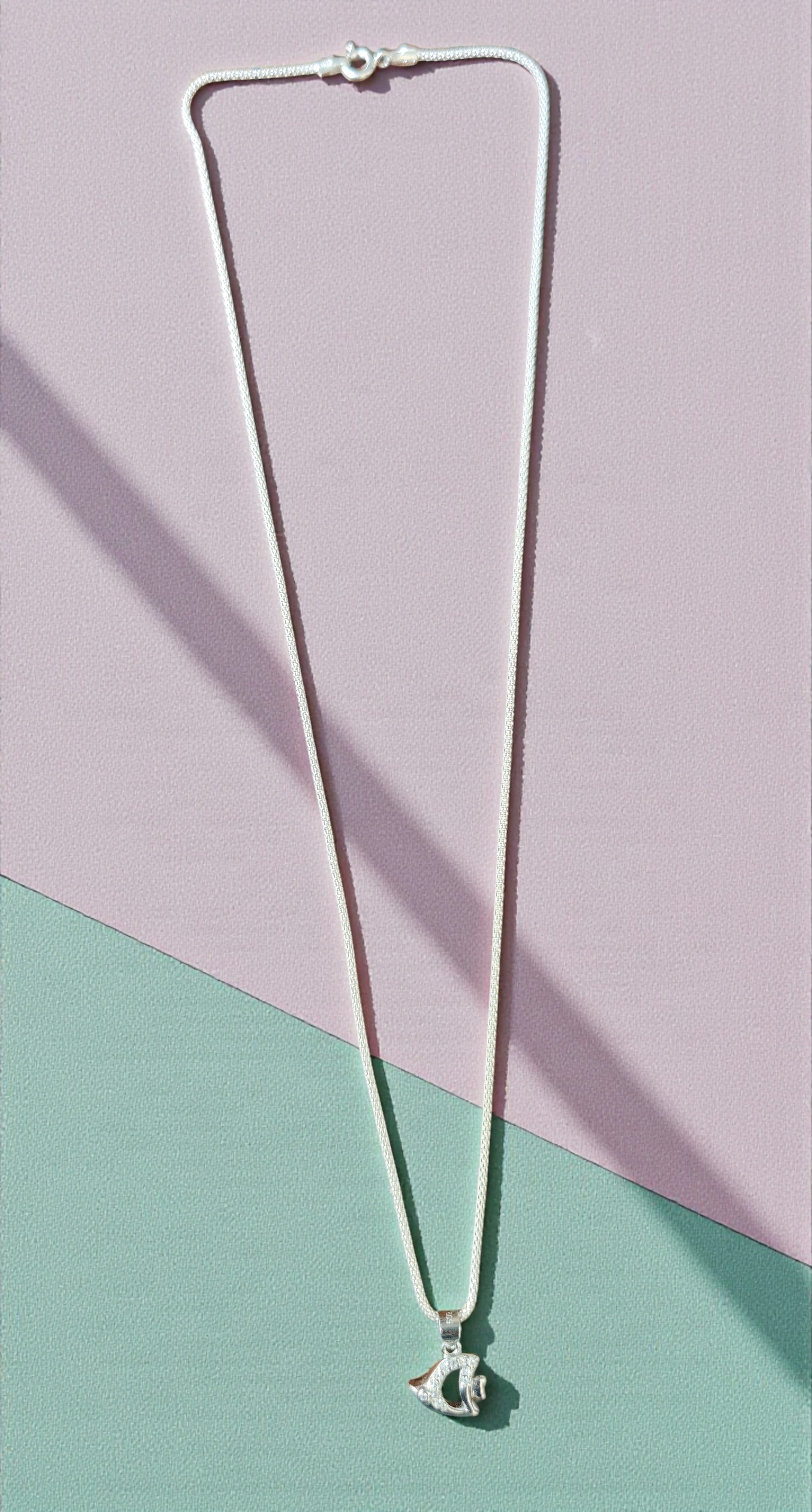 Pure 925 sterling silver Fish Pendant with Chain, Sterling Silver Necklace | Sparkling Crystals | Fish Locket for Women