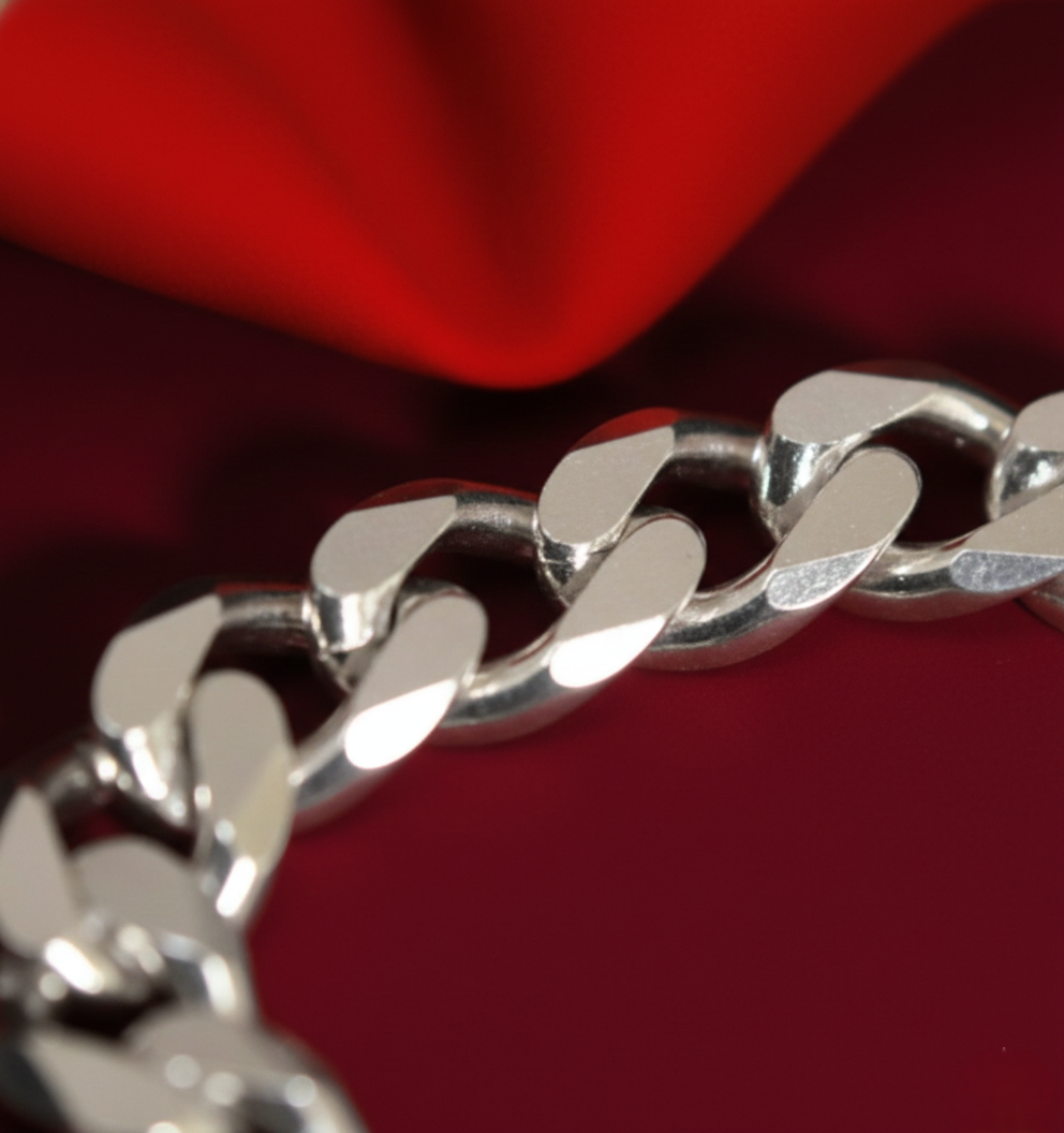 Silver Cuban Chain Bracelet