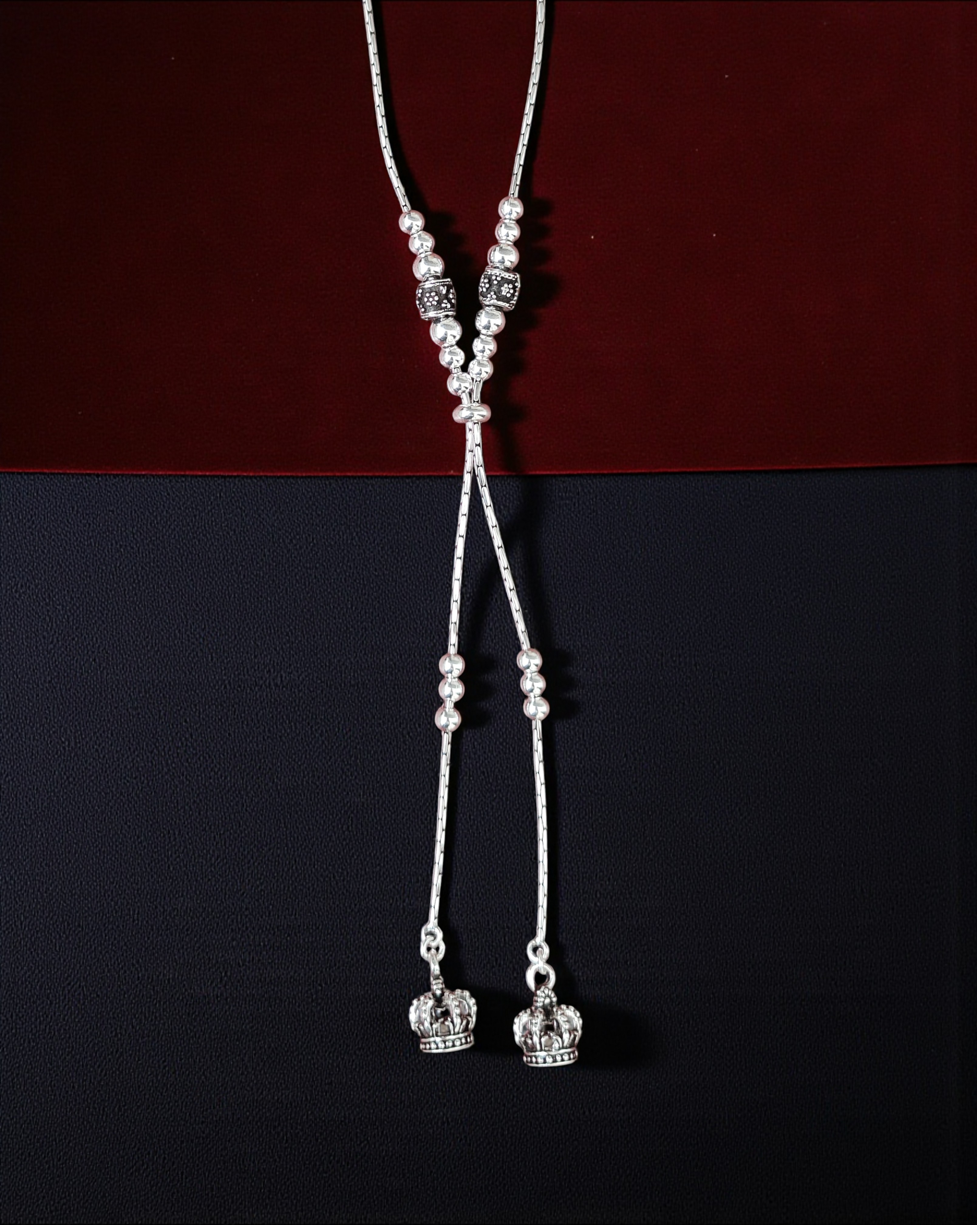 Pure 925 Sterling Silver Floral Lariat Necklace, Adjustable Y-Chain Long Tassel Drop for Women, Pack of 1