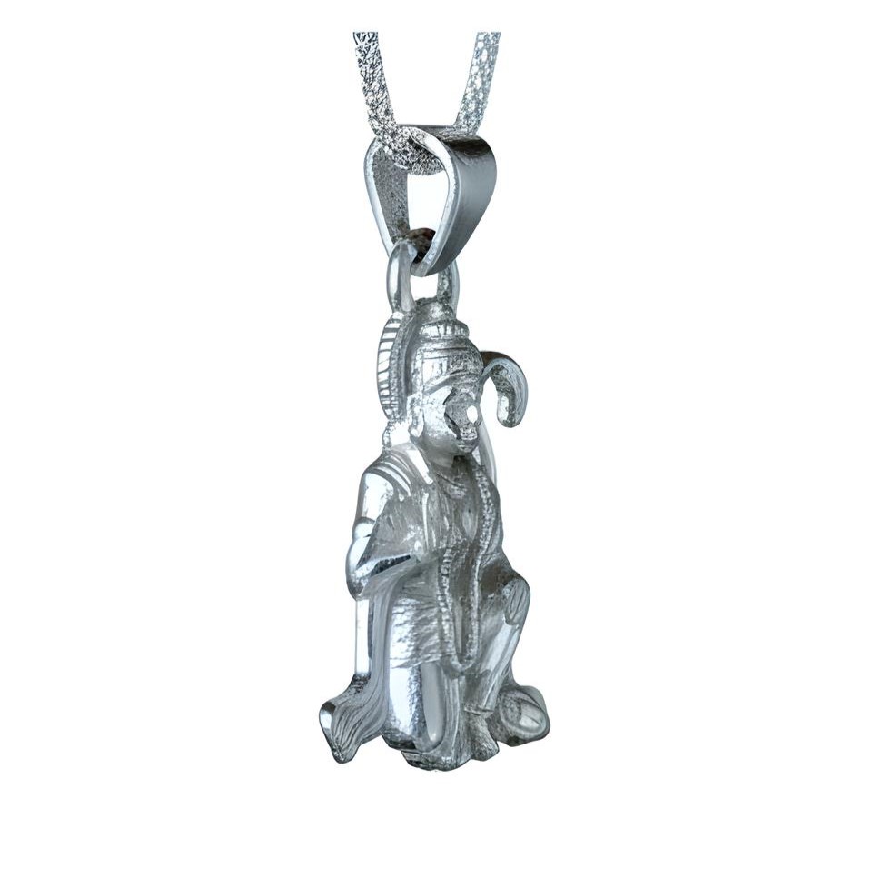 Pure 925 Silver Deity Pendant Necklace Oxidized Silver lord Hanuman Pendant Pendant (Pack of 1)