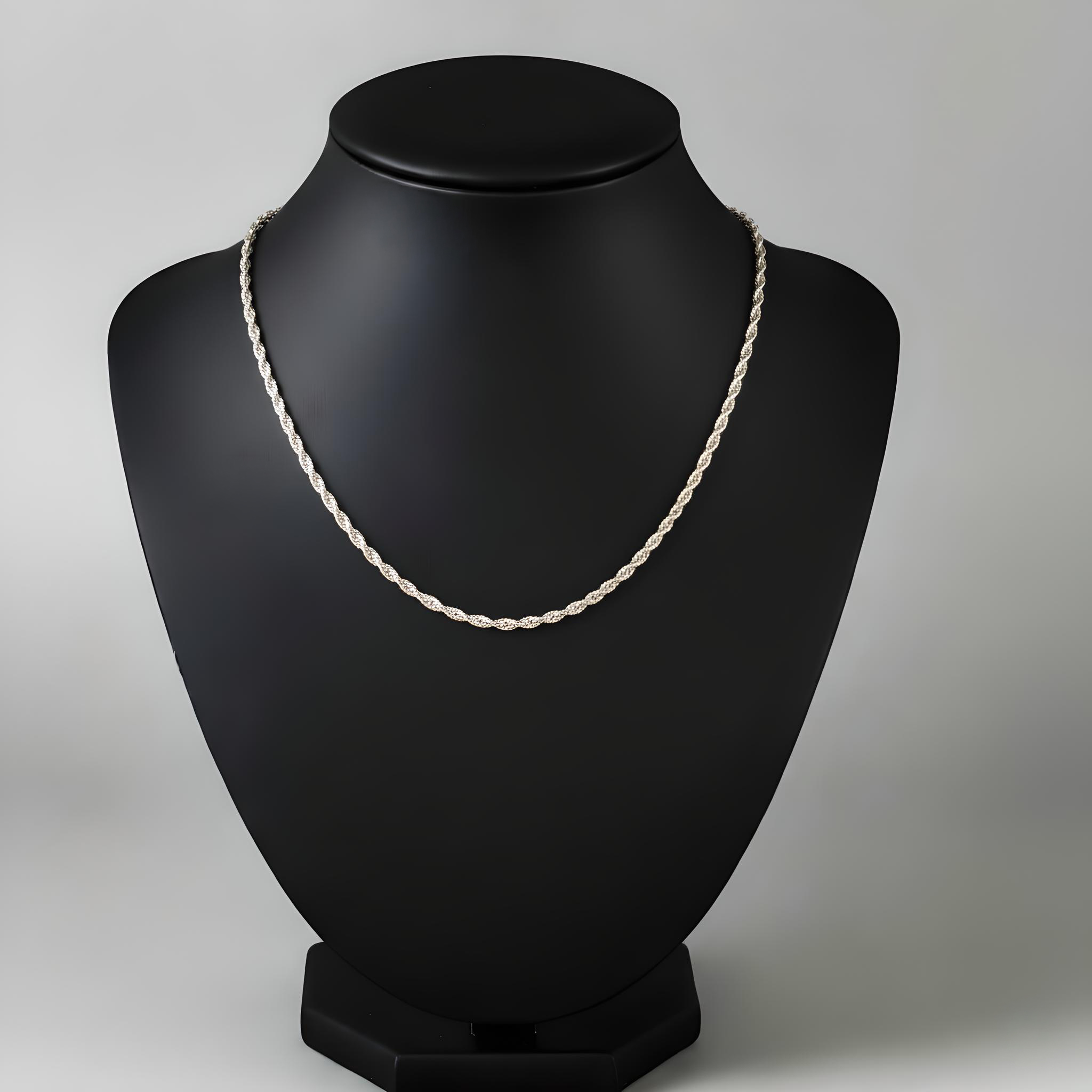 Pure 925 Sterling Silver Twist Necklace, Flexible Chain Design For Women,Girl