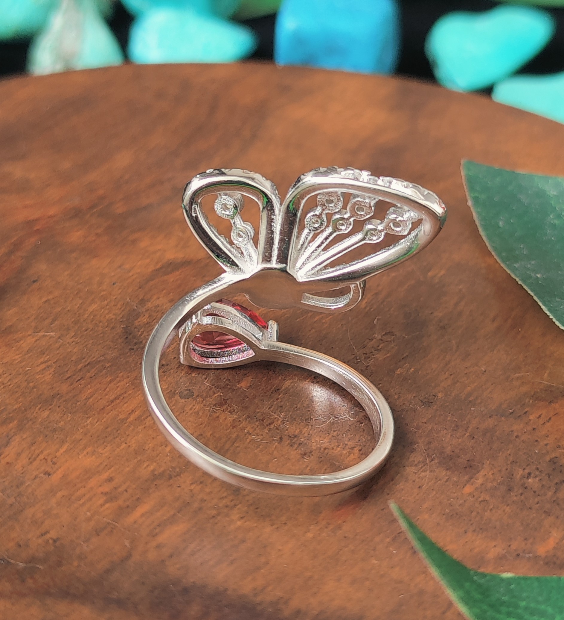 Pure 925 Sterling Silver Butterfly Evil Eye Adjustable Ring Design, Nature-Inspired Jewellery for Women,Girl (Pack of 1)