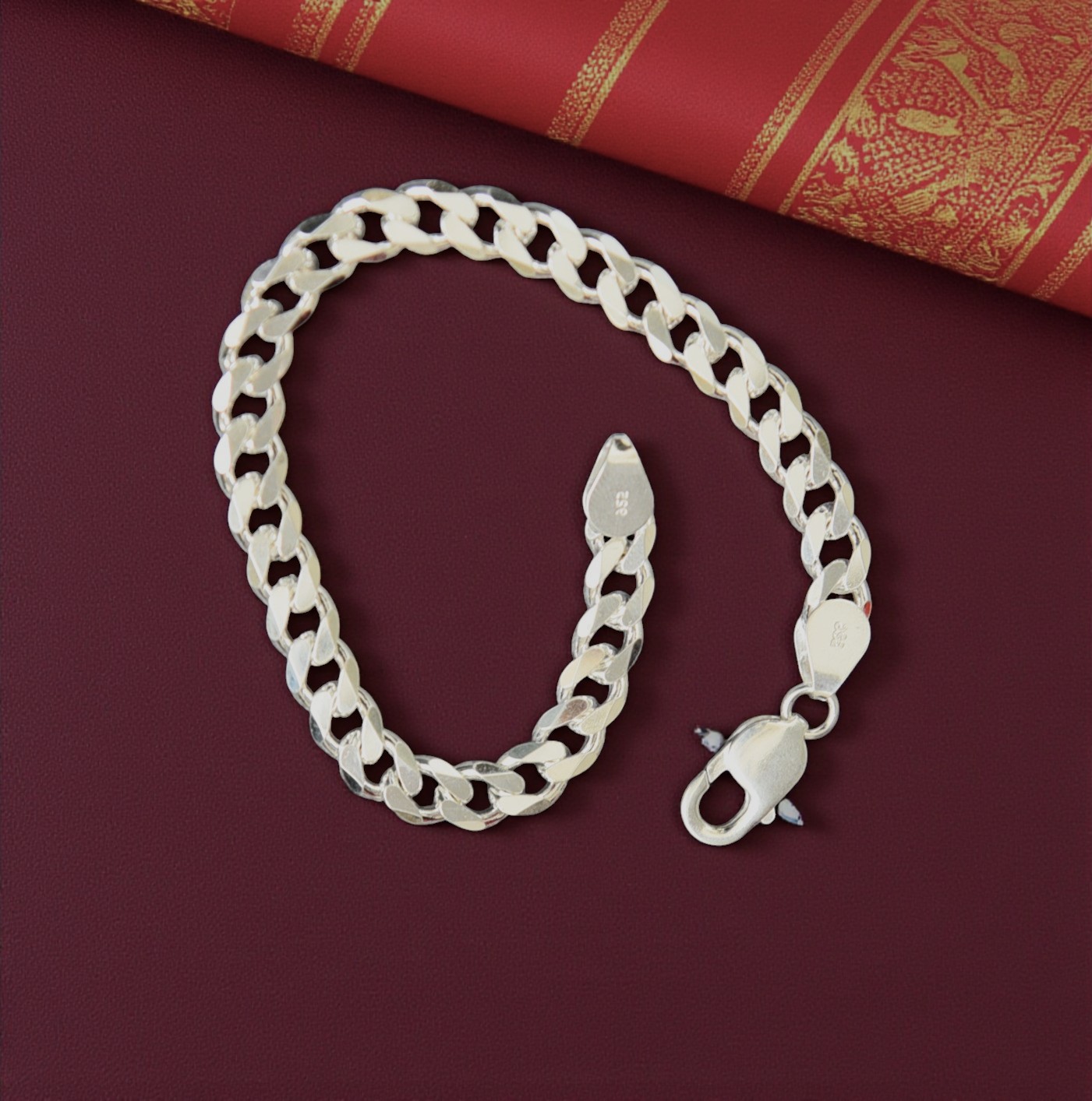Pure 925 Sterling Silver Curb Chain Bracelet for Gents