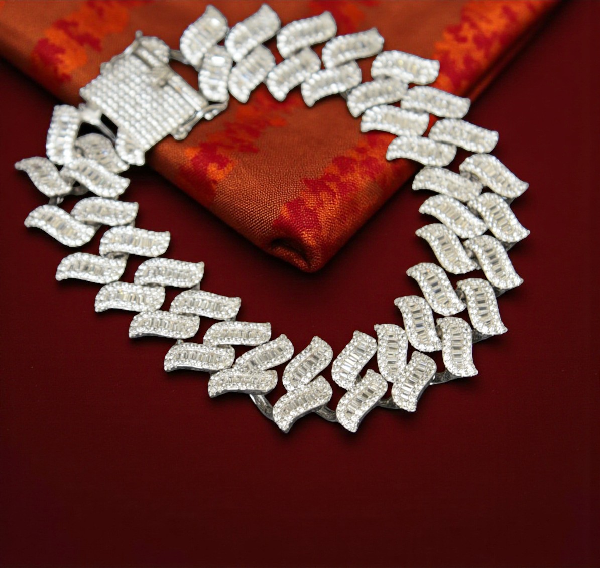 Pure 925 Sterling Silver Bracelet Iced Out Baguette Cuban Link, Silver Tone Prong Set Cubic Zirconia with Secure Box Clasp Bracelet for Women,Girls (Pack of 1)